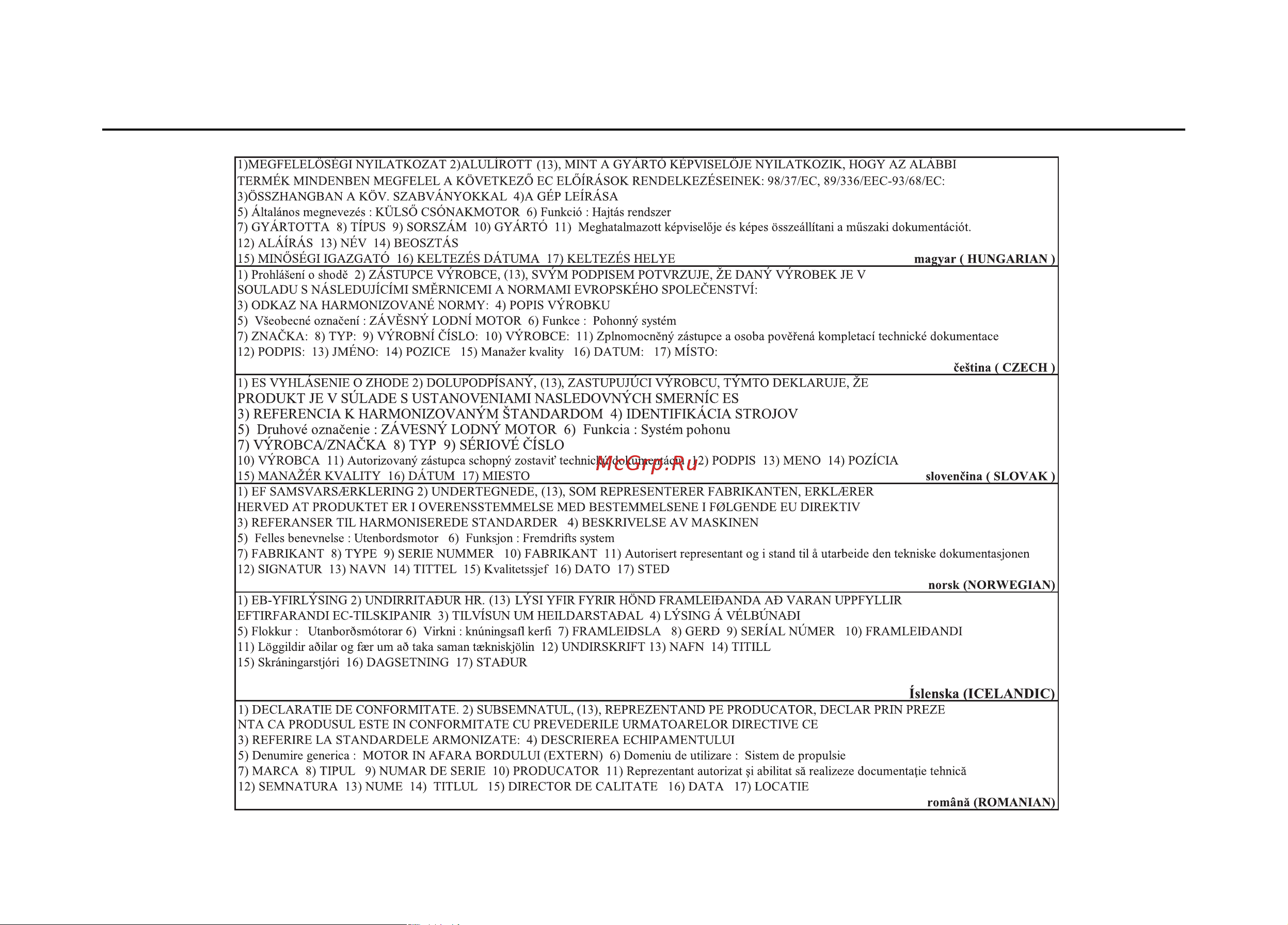 Honda BF5DHSHU [108/112] Содержание декларации о соответствии