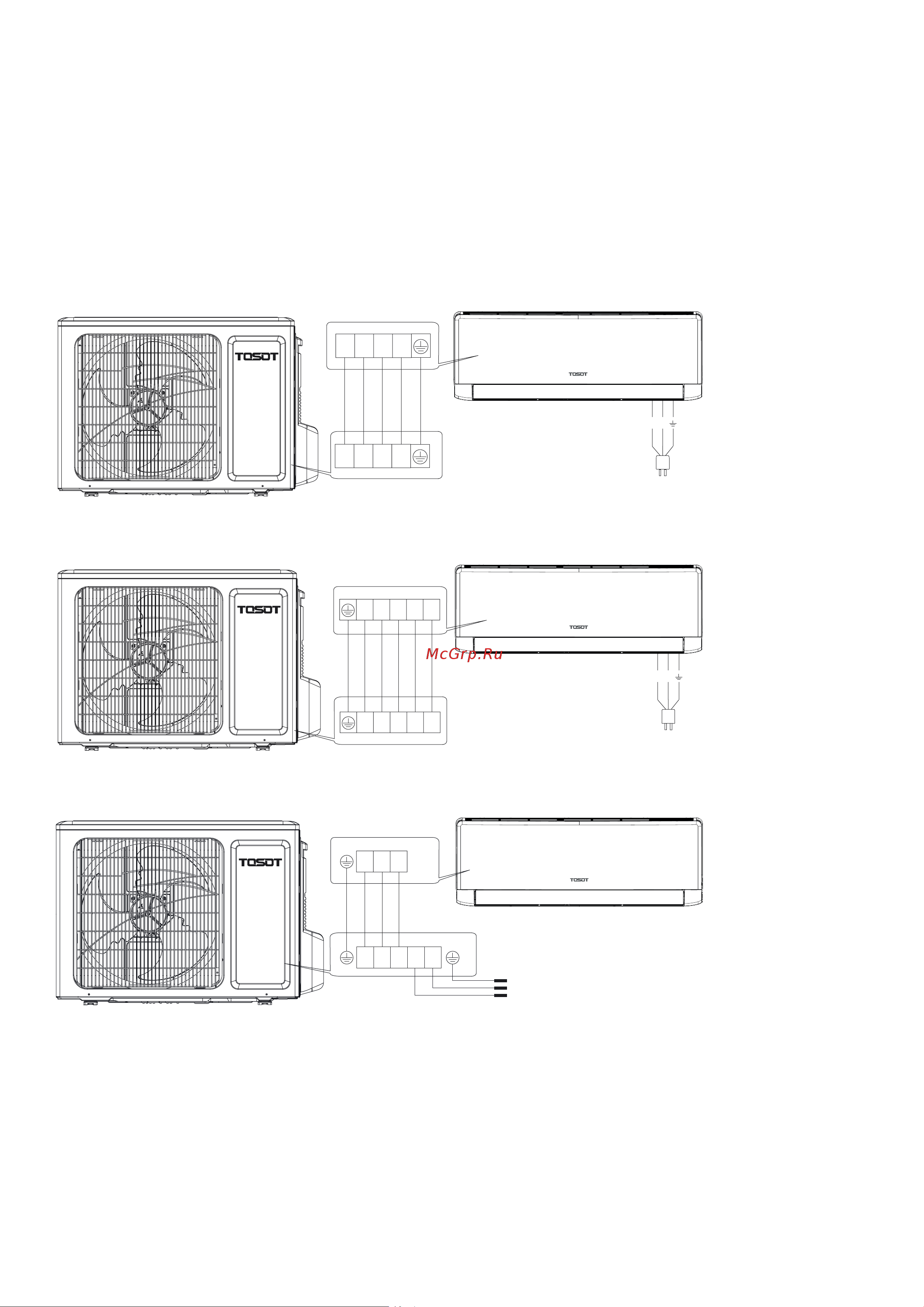 Tosot Natal 2021 T07H-SnN/I/T07H-SnN/O [20/34] Подключение межблочного и питающего кабеля
