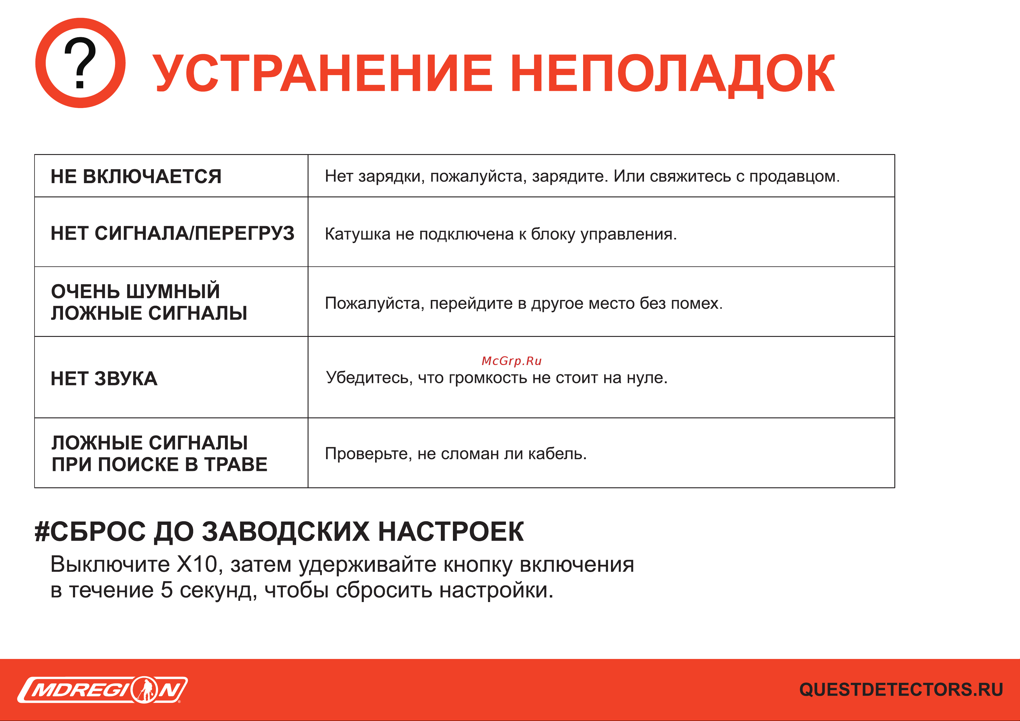 Quest X10 [12/15] Сброс до заводских настроек