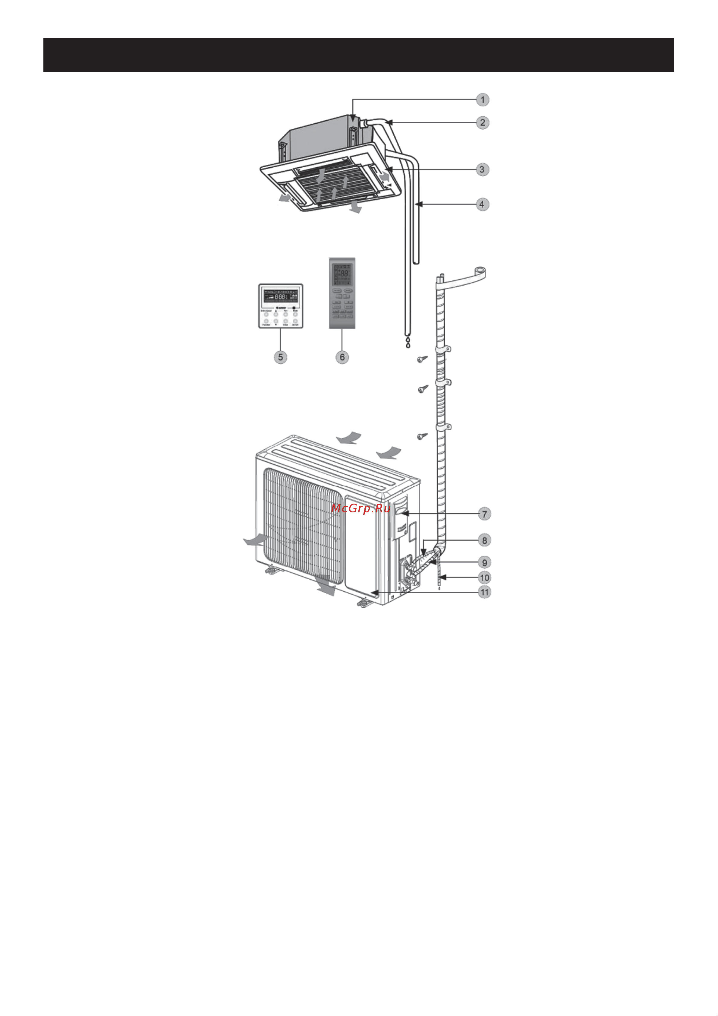 Tosot T30H-LC2/I/TC04P-LC/T30H-LU2/O [7/32] Наименование основных частей