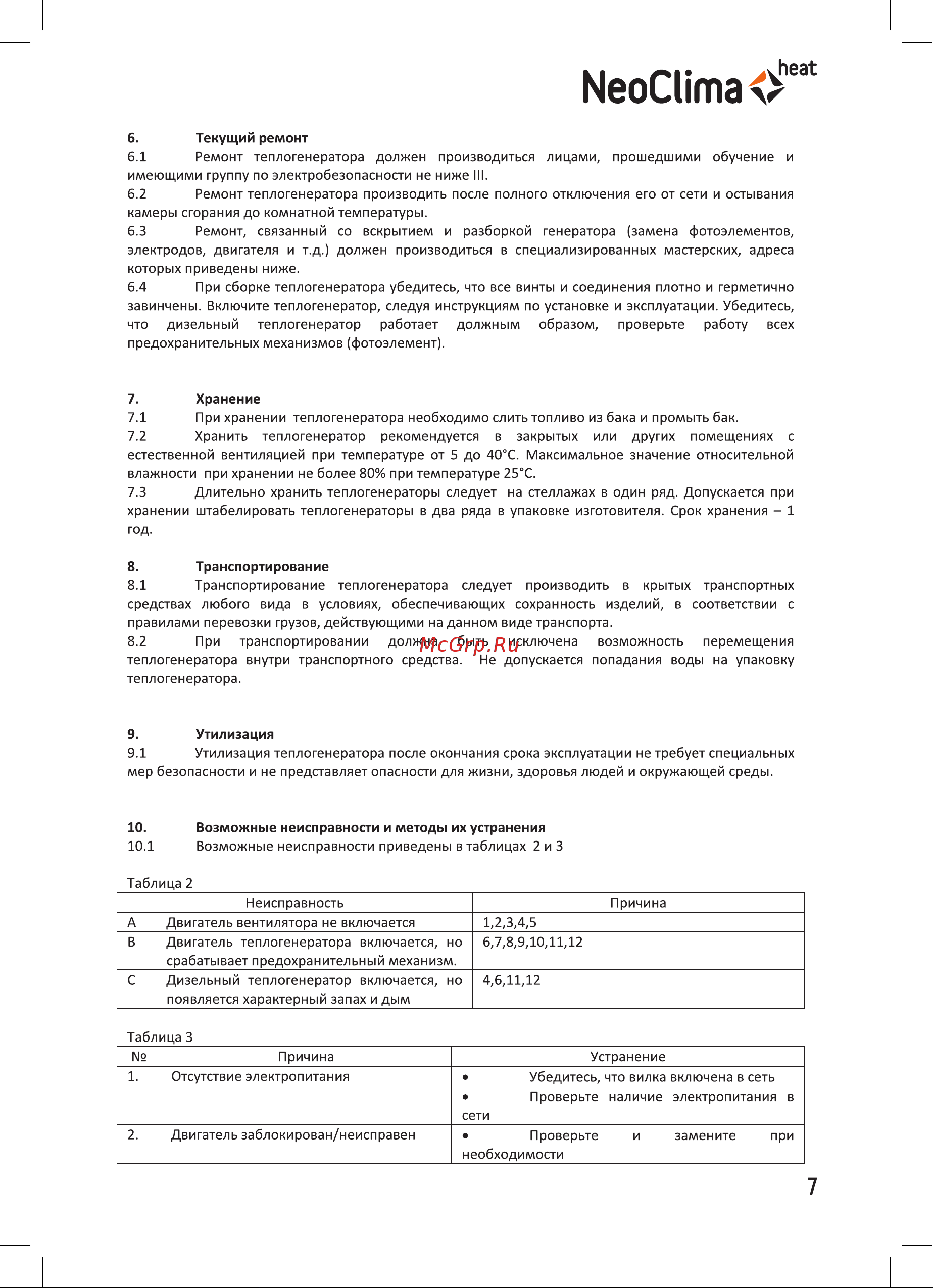 Neoclima NPD-15 Инструкция по эксплуатации онлайн [7/20] 635790