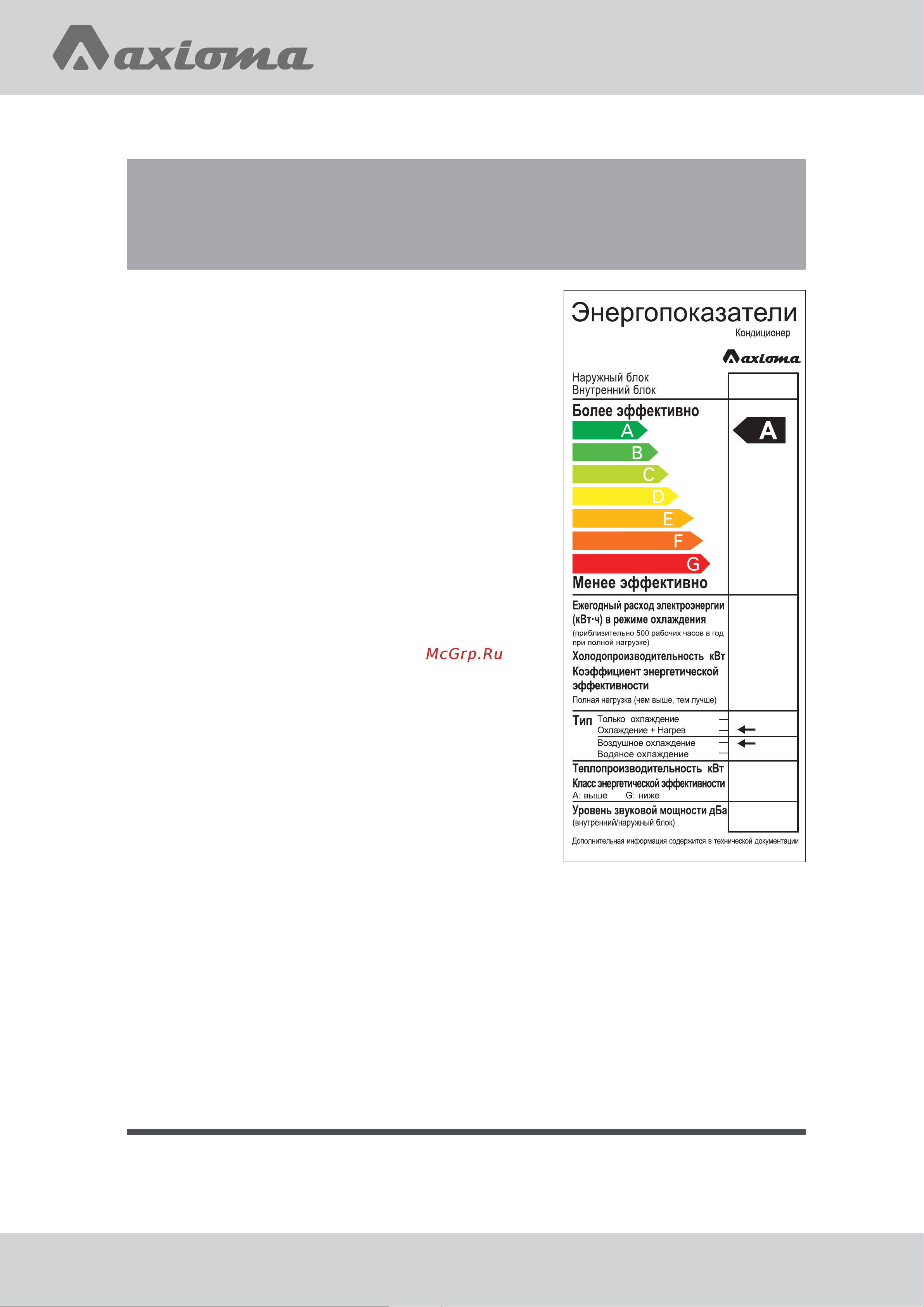 Axioma ASX09E1/ASB09E1 [28/32] Классы энергоэффективности