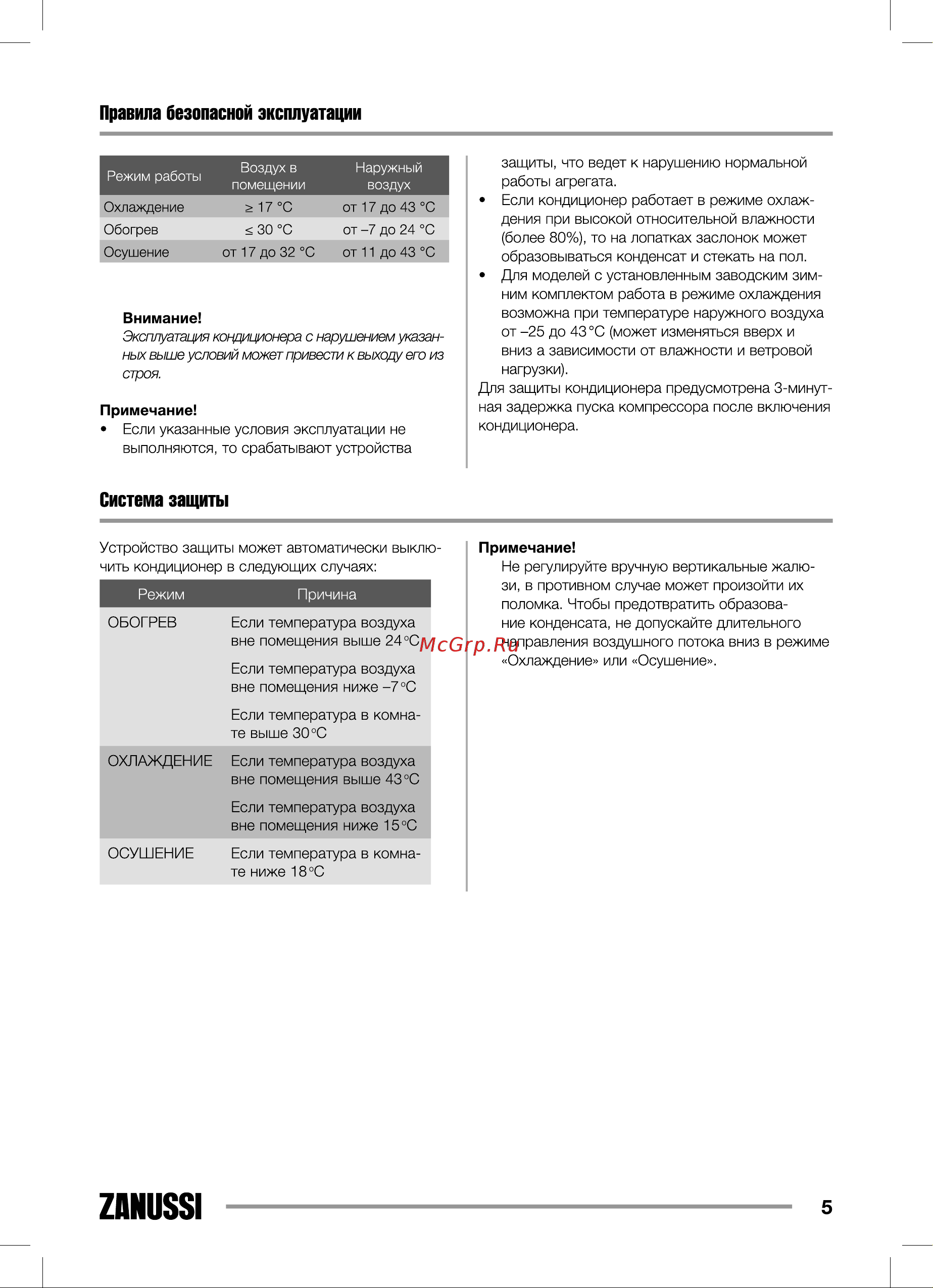 Zanussi ZACU-24 H/ICE/FI/N1 Forte Integro [5/40] Система защиты