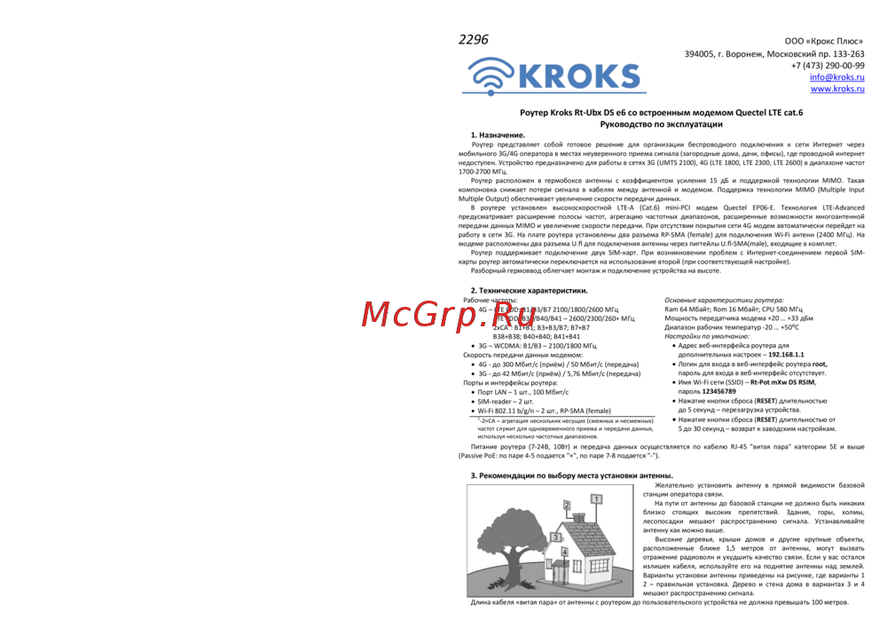 Kroks Rt-Ubx DS Руководство пользователя