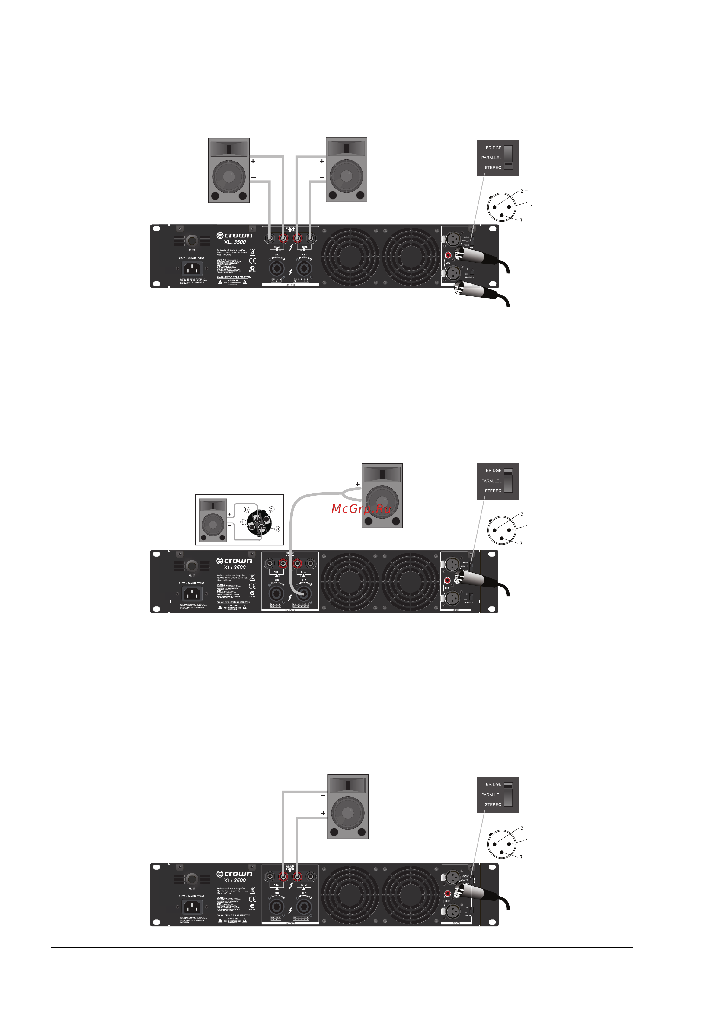Crown XLi 1500 [6/8] Режим stereo dual разъемы binding post