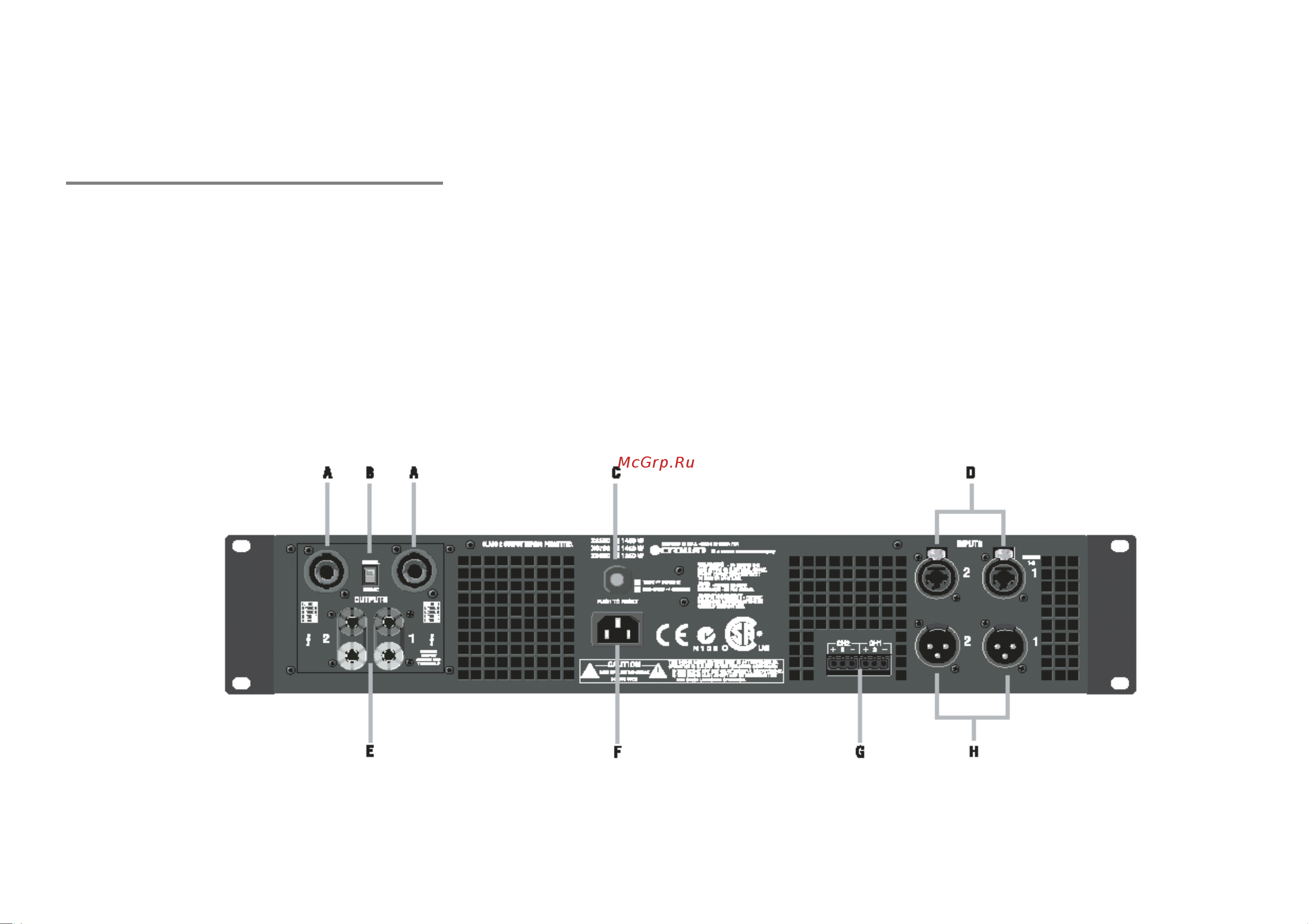 Crown Xs500 [13/23] Ðåãóëÿòîðû è ðàçúåìû çàäíåé ïàíåëè 2 õ êàíàëüíûå ìîäåëè