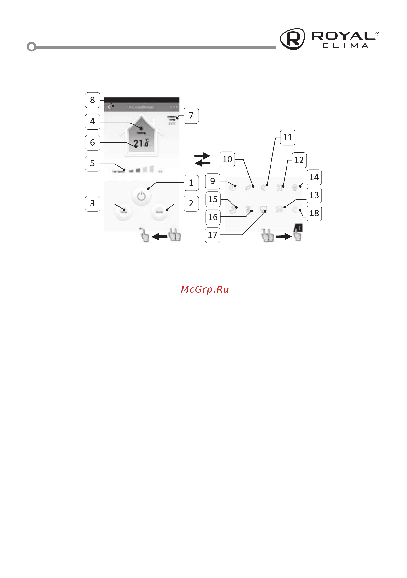 Royal Clima RCI-SAX35HN/IN/RCI-SAX35HN/OUT [19/44] Основное и дополнительное меню