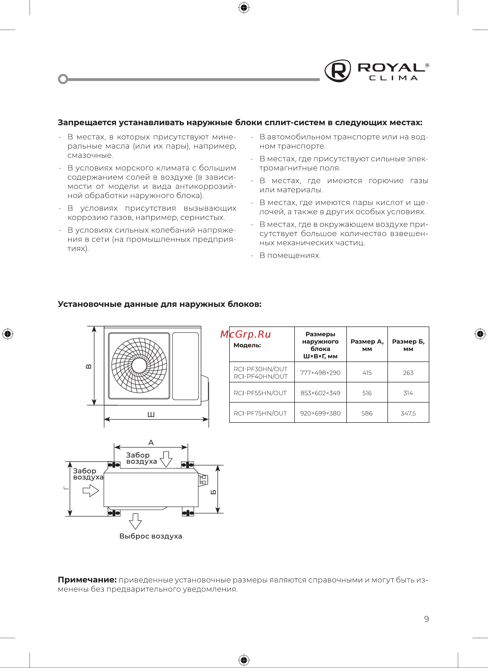 Royal Clima PERFETTO DC EU Inverter RCI-PF55HN Инструкция по эксплуатации онлайн [11/48] 636986