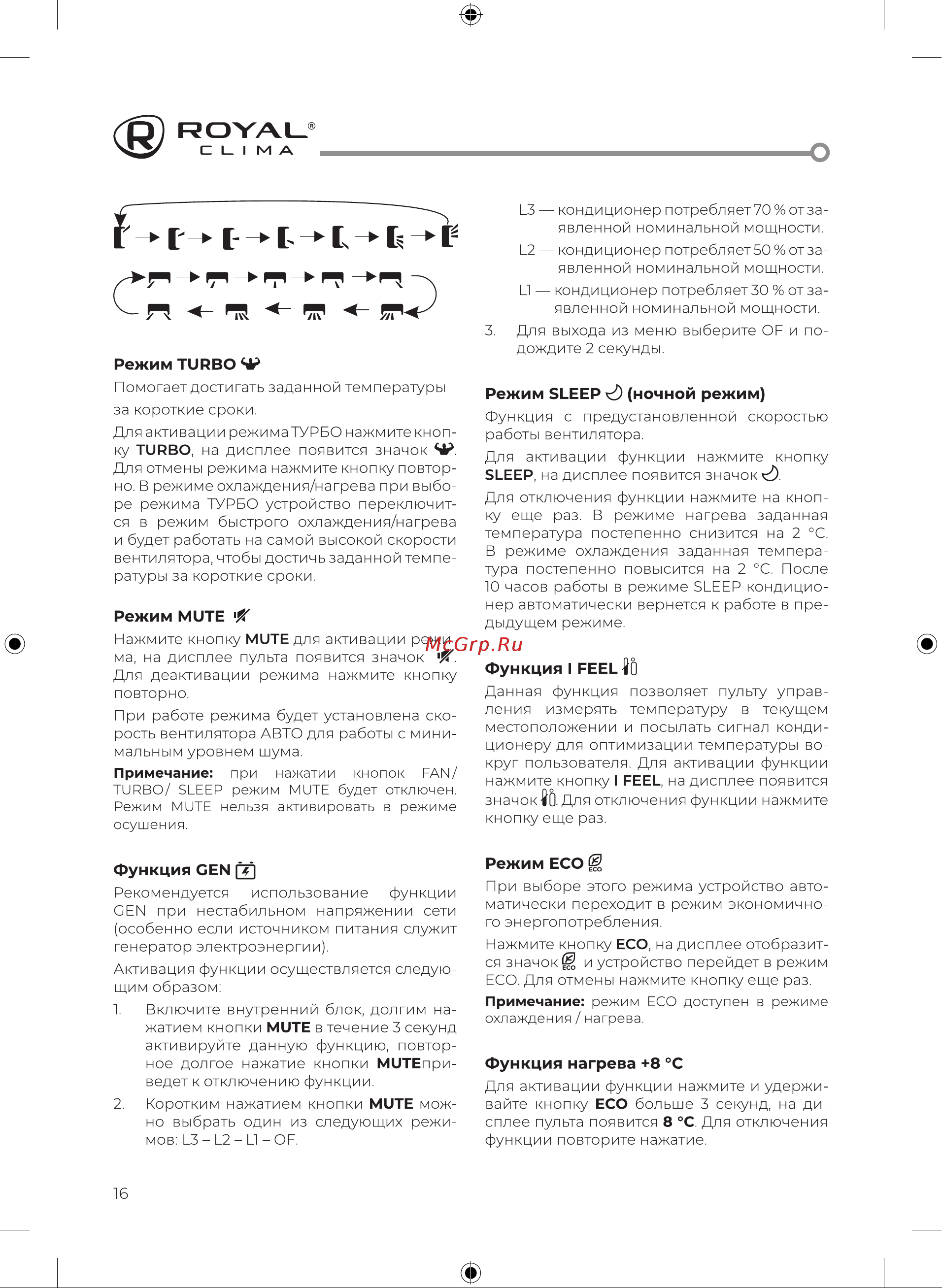 Royal Clima RCI-PF40HN/IN/RCI-PF40HN/OUT Инструкция по эксплуатации онлайн [18/48] 844874