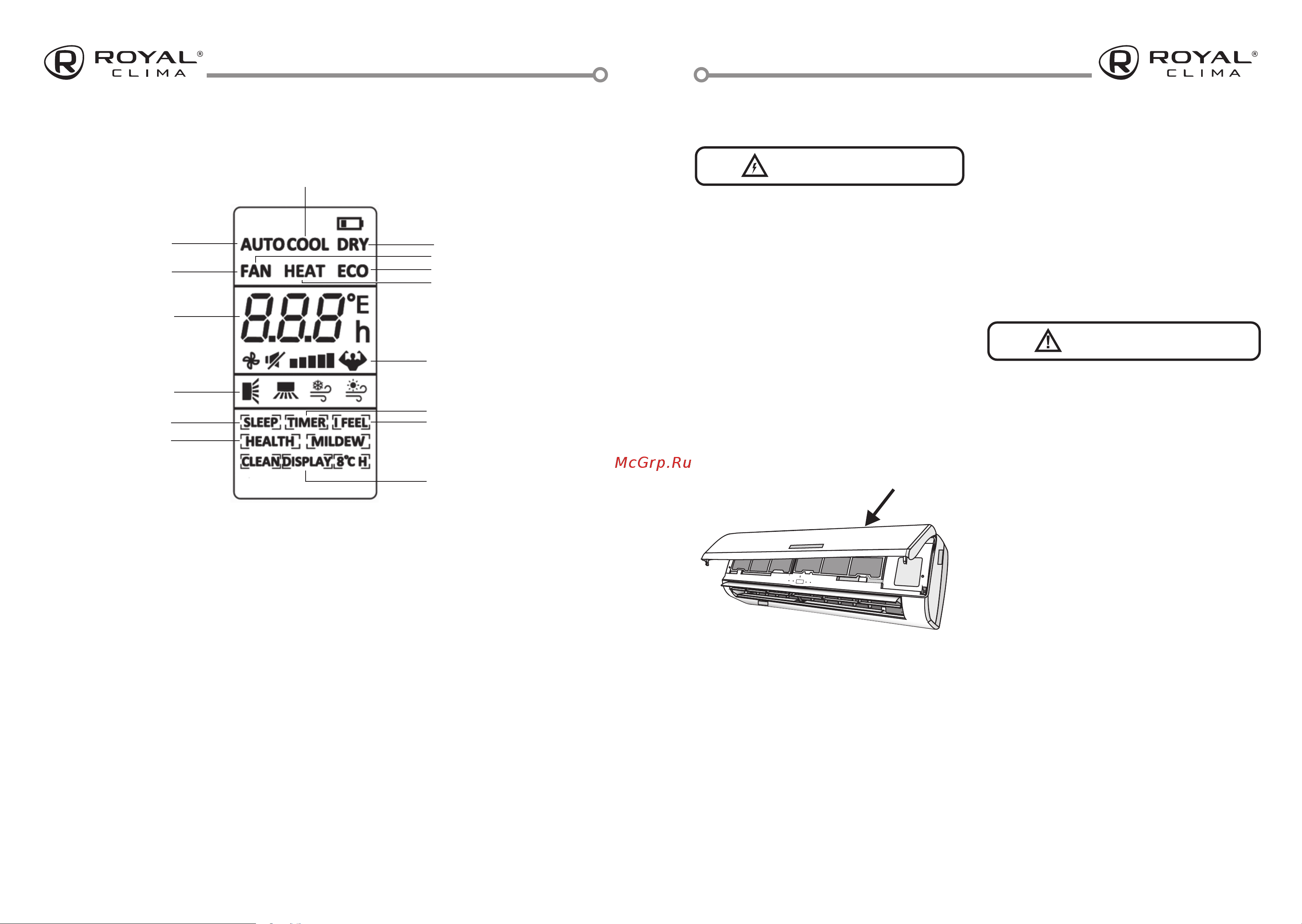 Royal Clima ATTICA NERO Inverter RCI-AN35HN [10/23] Индикация пульта ду