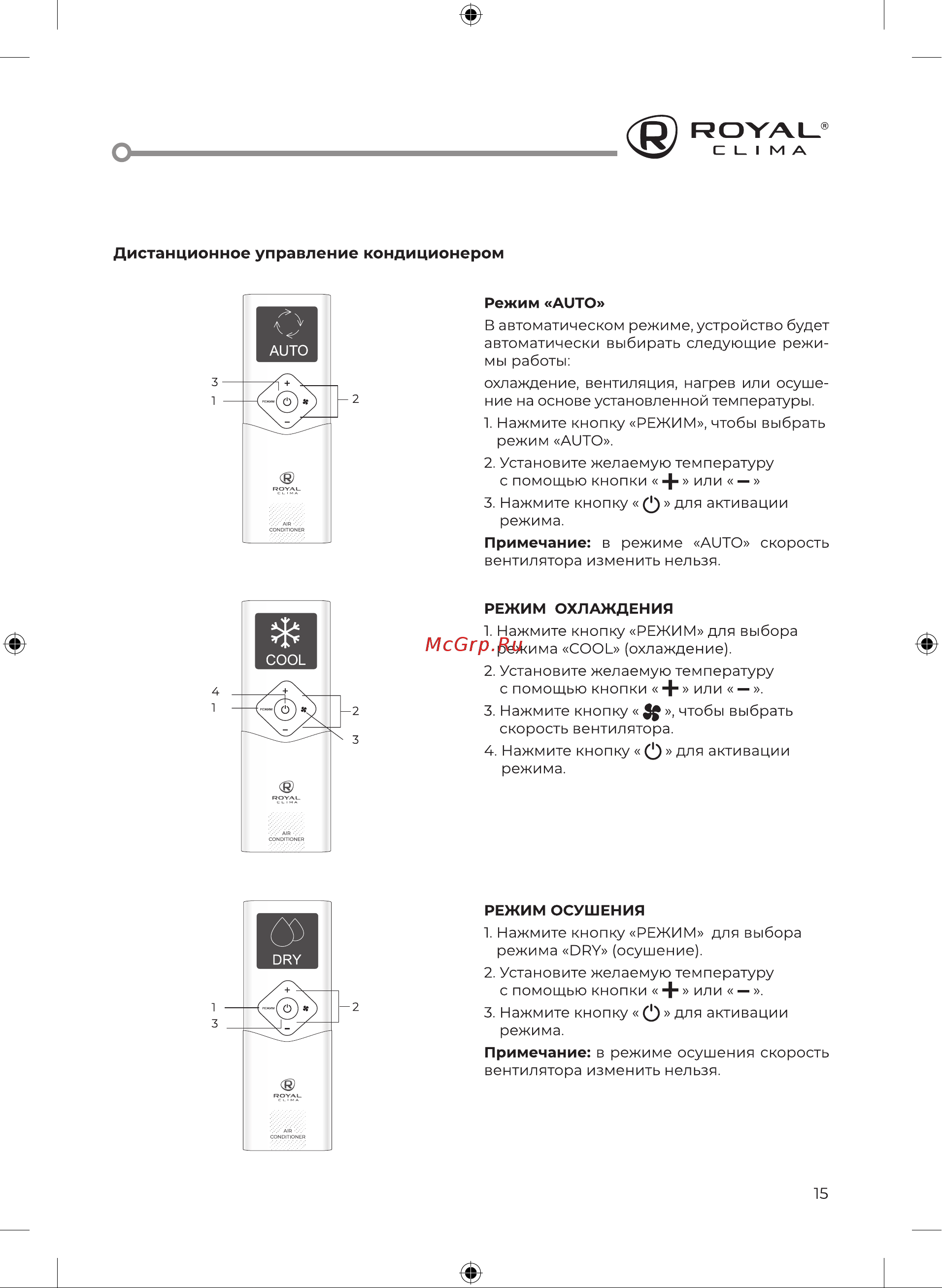 Royal Clima TRIUMPH Inverter RCI-TWN22HN [17/52] Дистанционное управление кондиционером