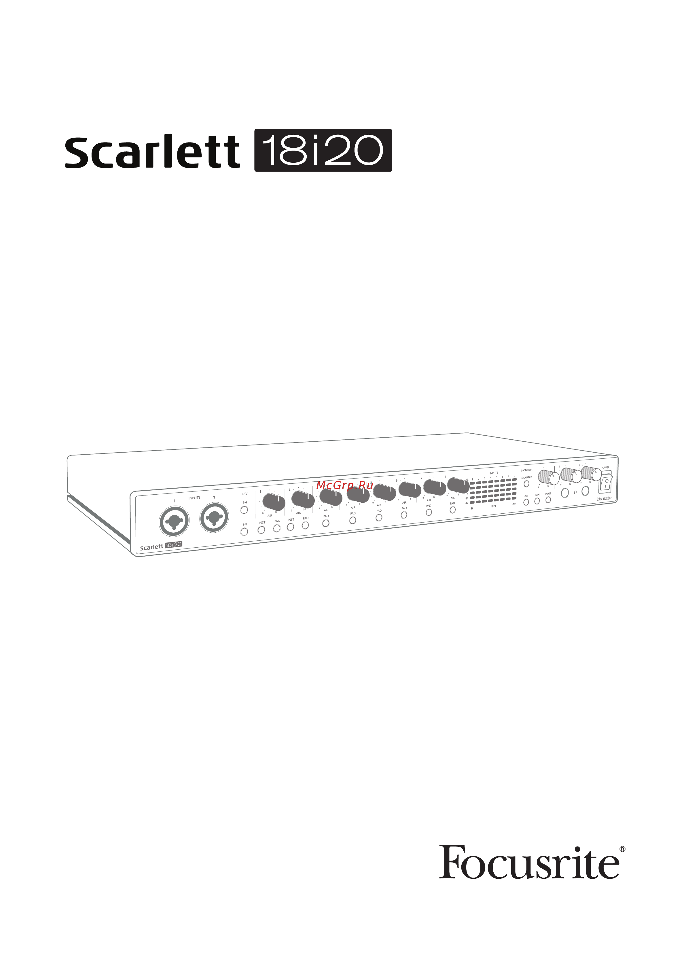 Focusrite Scarlett 18i20 3rd gen Инструкция по эксплуатации онлайн