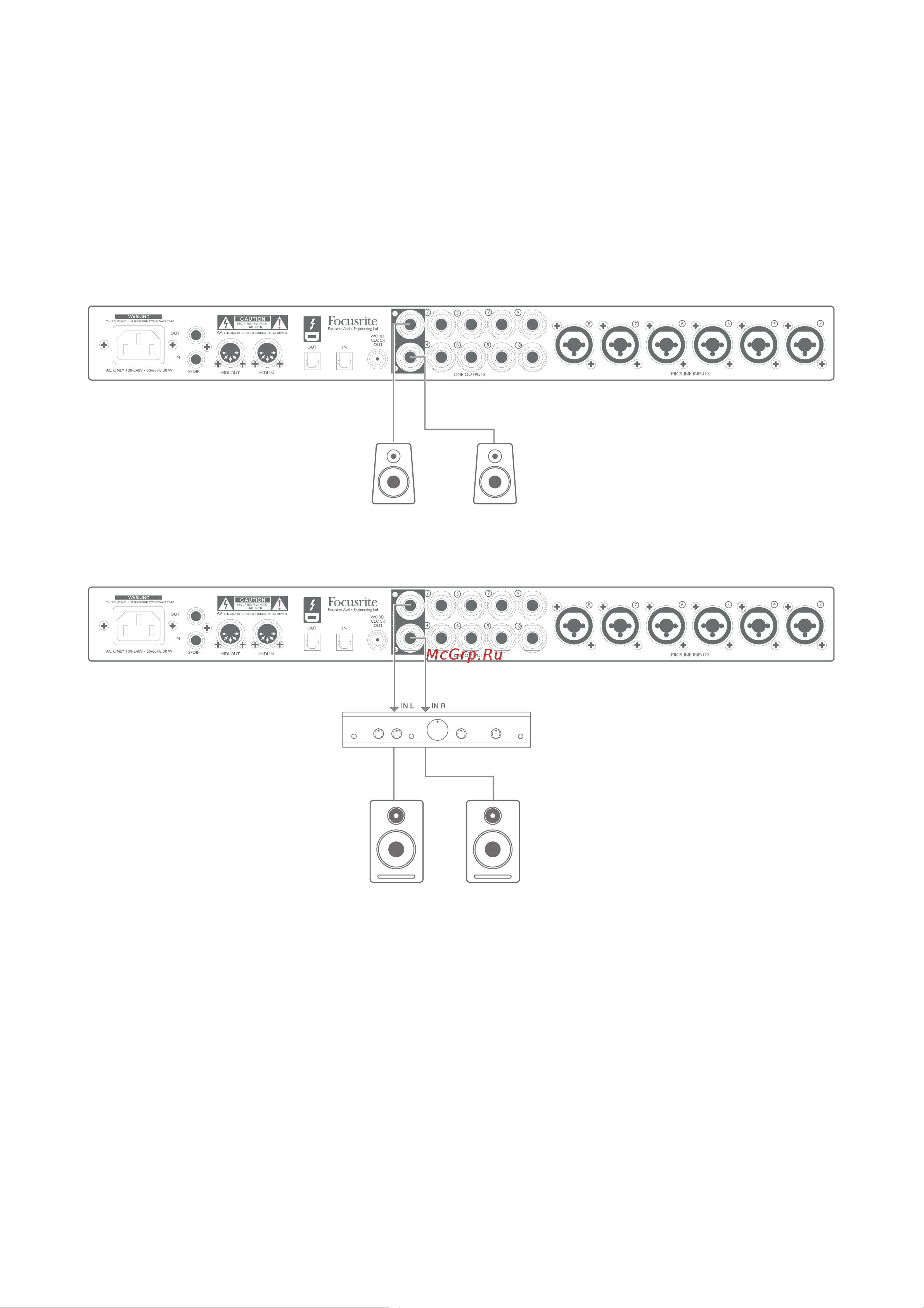 Focusrite Clarett 8Pre [10/18] Подключение акустических систем к clarett 8pre