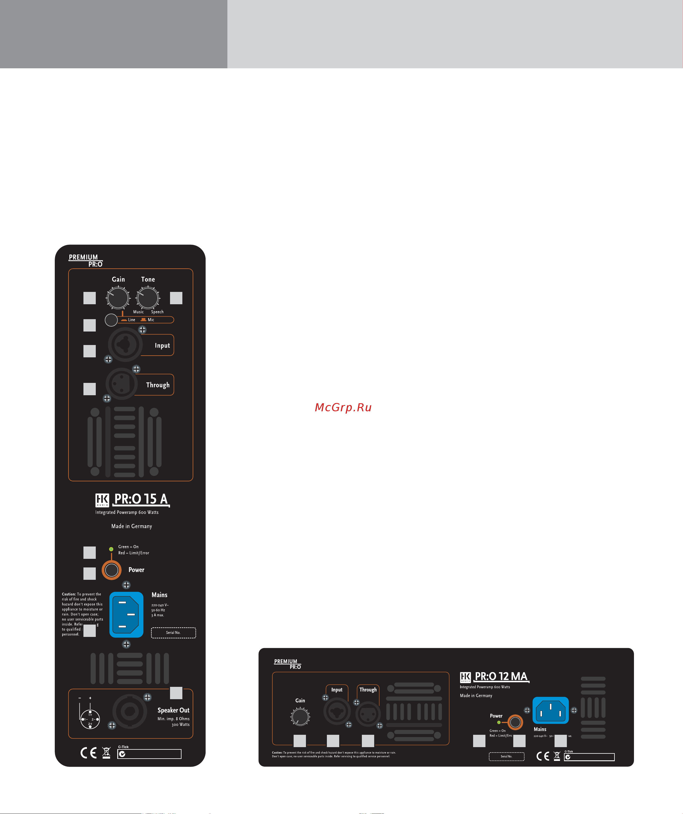 HK Audio PREMIUM PR:O 12 MA [5/11] Pr o 8 a pr o 10 xa pr o 12 a pr o 12 ma pr o 15 a pr o 15 xa