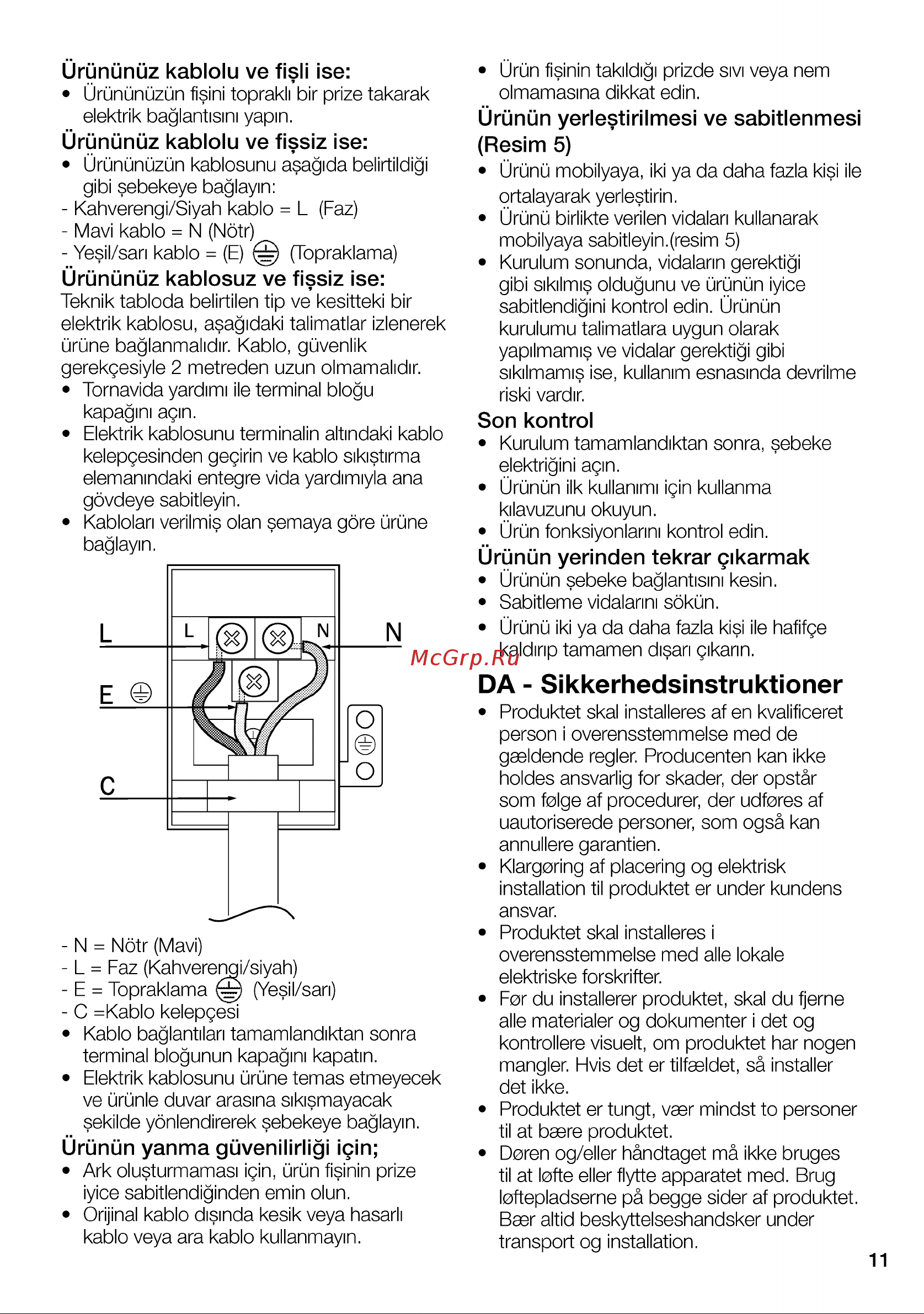 Grundig GEBM19300BP [11/76] Da sikkerhedsinstruktioner