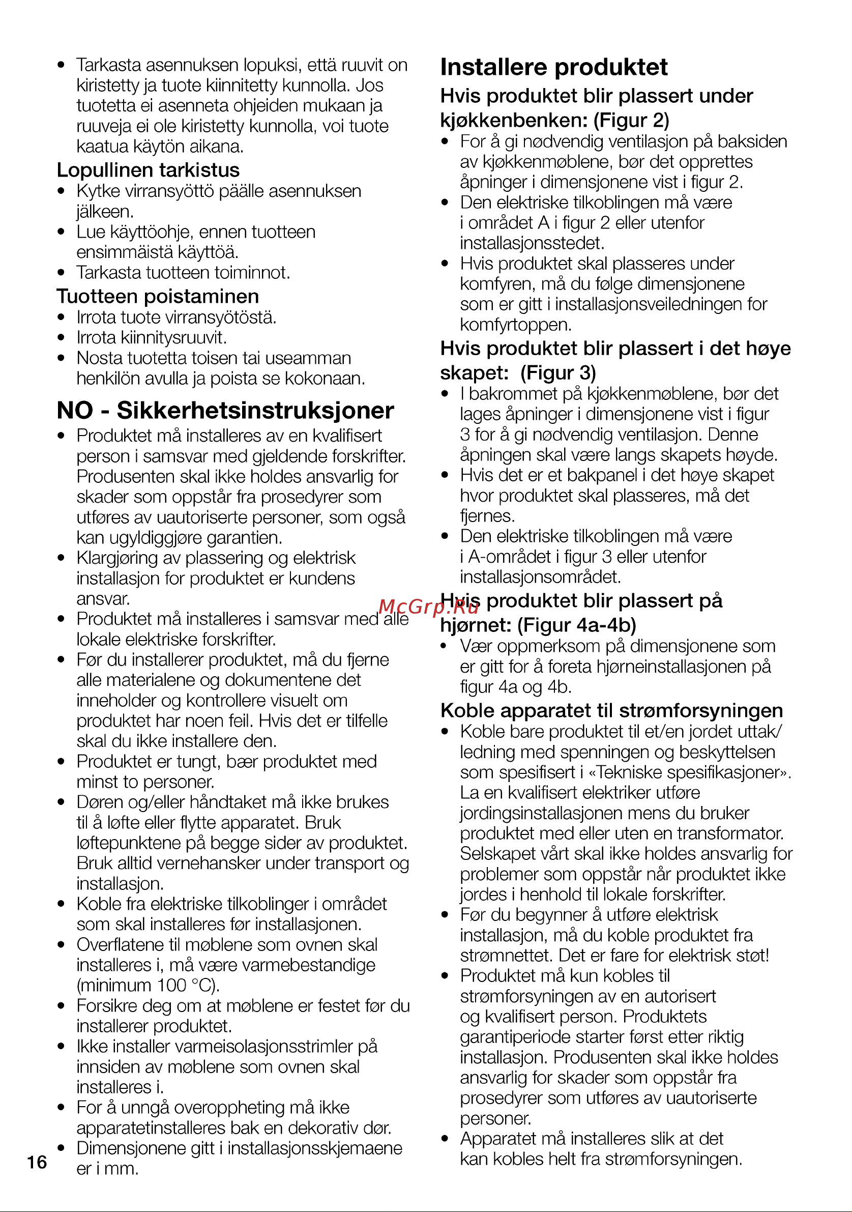 Grundig GEBM19300BP [16/76] Installere produktet