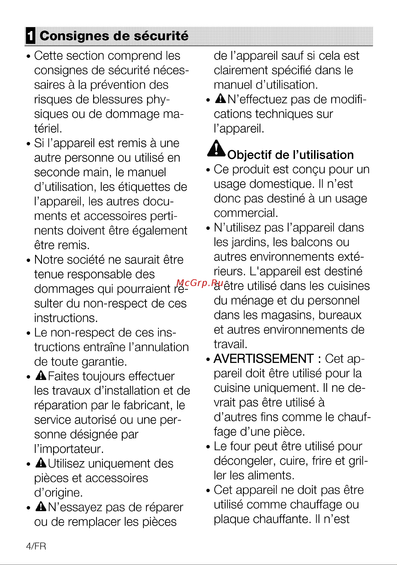 Grundig GEBM19400BPHI [4/112] Q consignes de sécurité