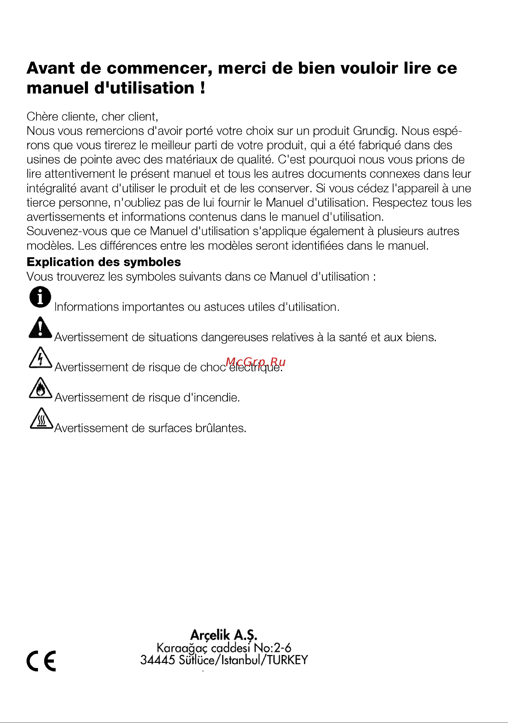 Grundig GIEI638980IF [2/60] Avant de commencer merci de bien vouloir lire ce manuel d utilisation