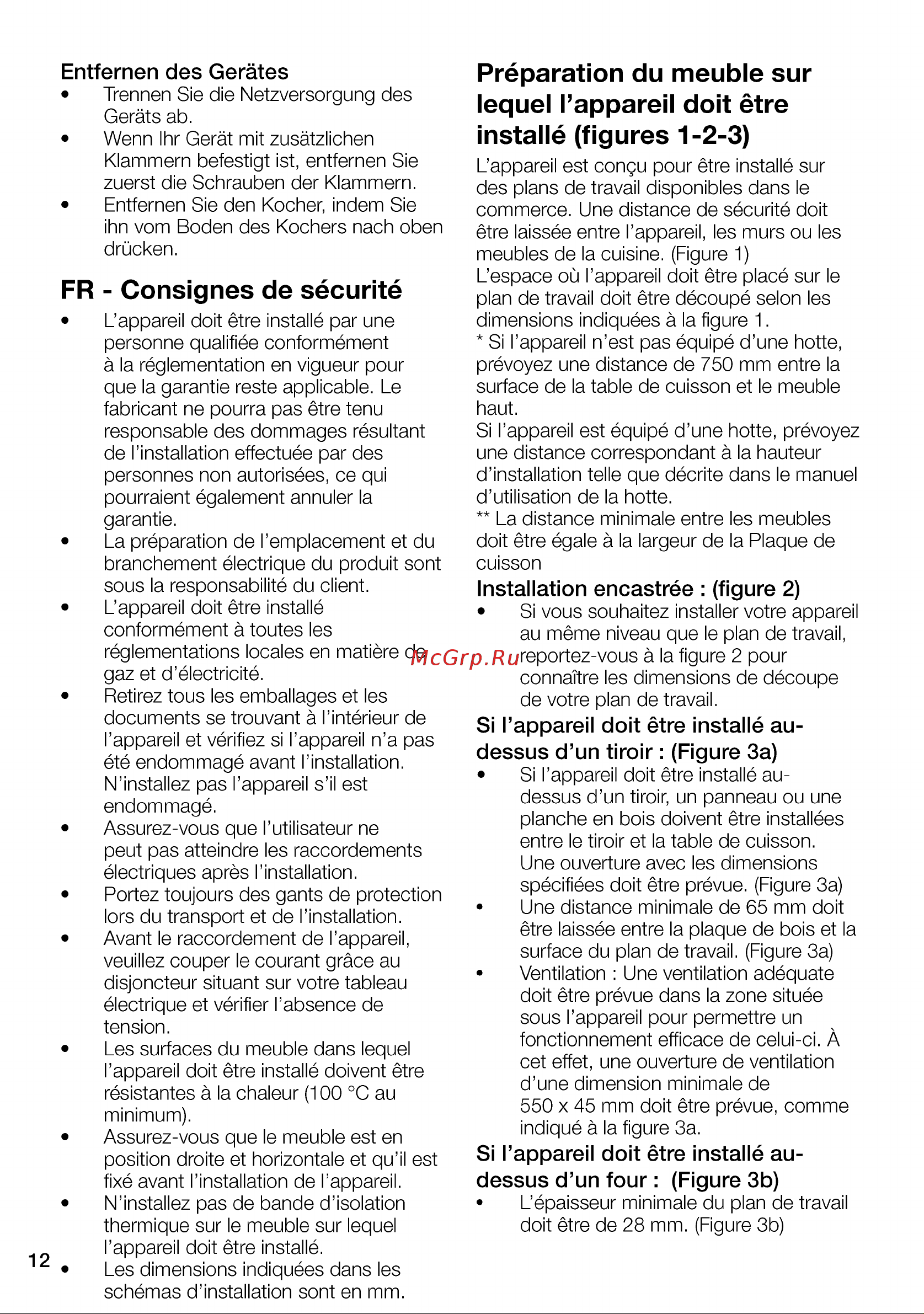 Grundig GIEI638980IF [12/100] Fr consignes de sécurité