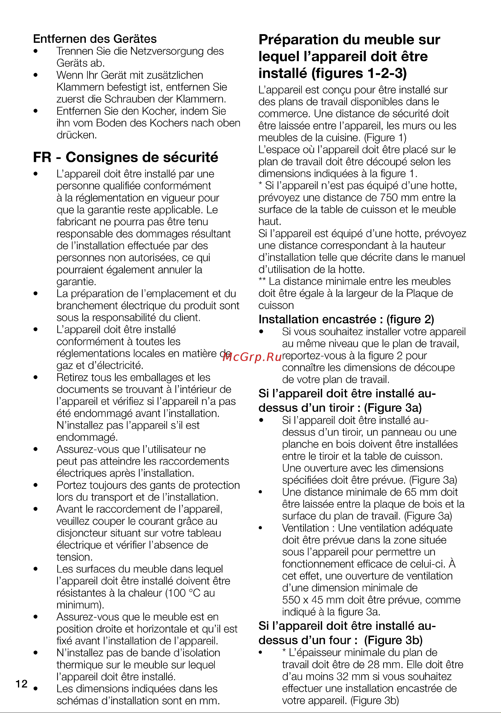 Grundig GIEI623410MX [12/100] Fr consignes de sécurité