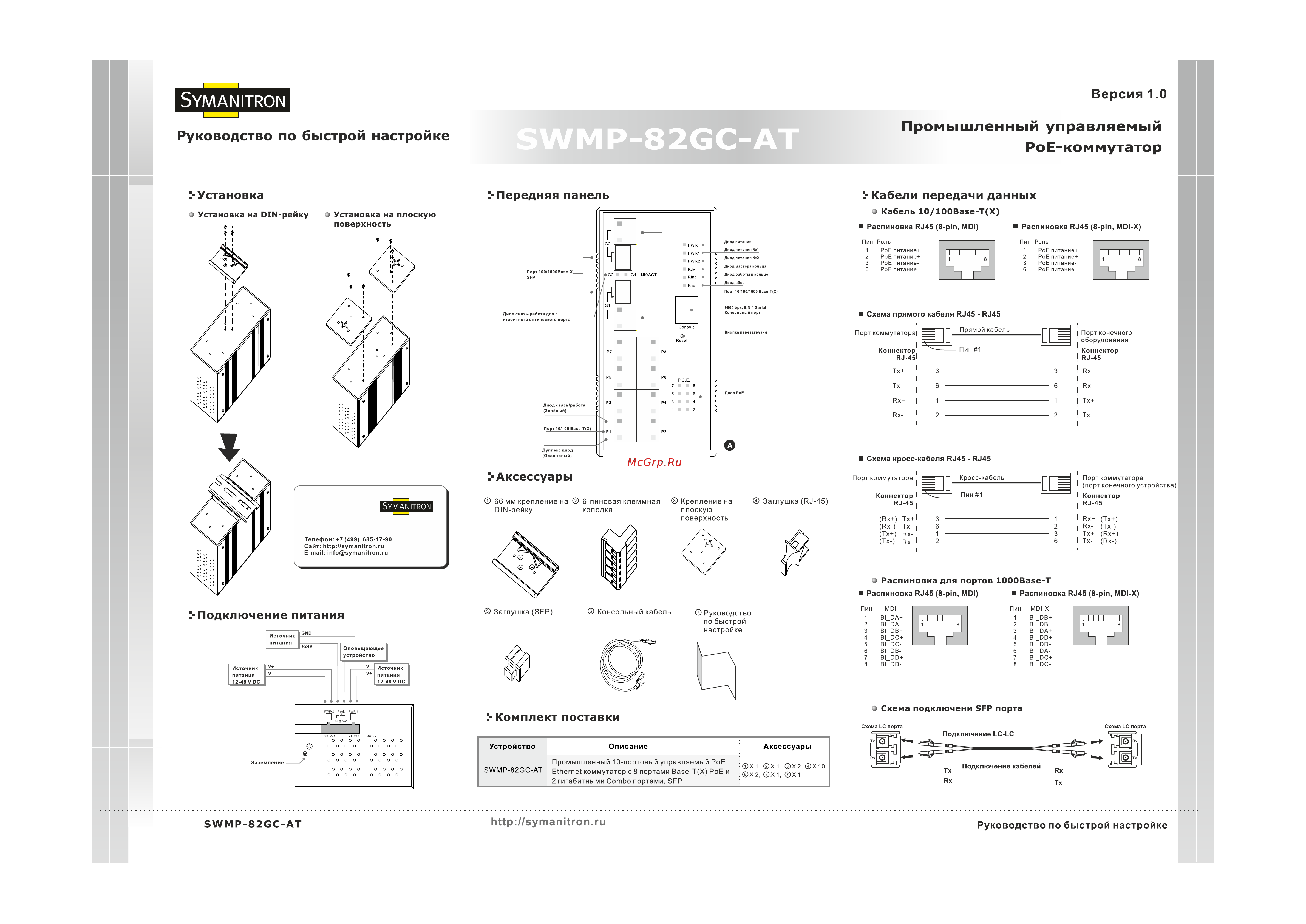 Symanitron SWMP-82GC-AT [2/2] J схема подключены sfp порта