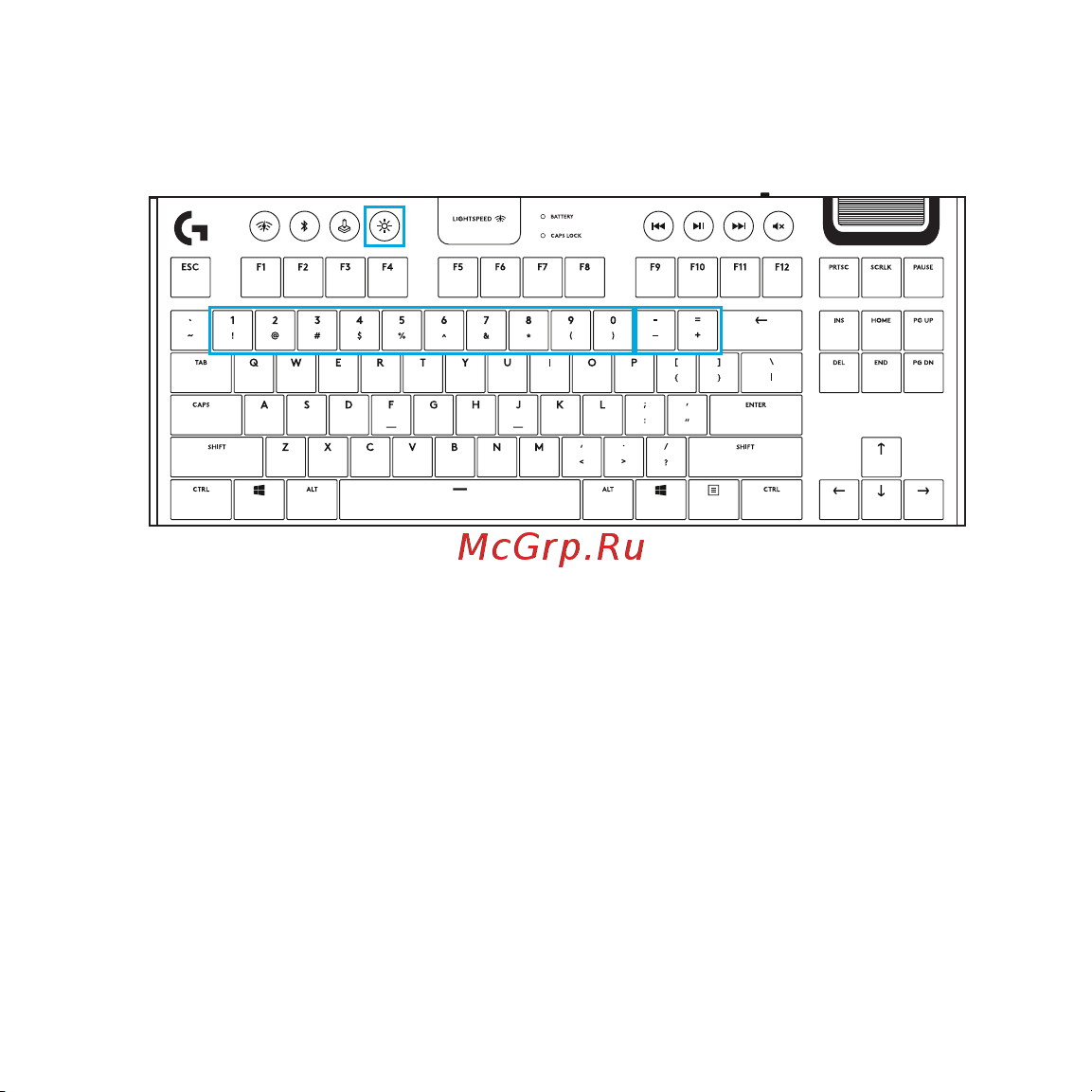 Logitech G915 (920-010117) (русская раскладка) [51/0] Funciones del teclado iluminación