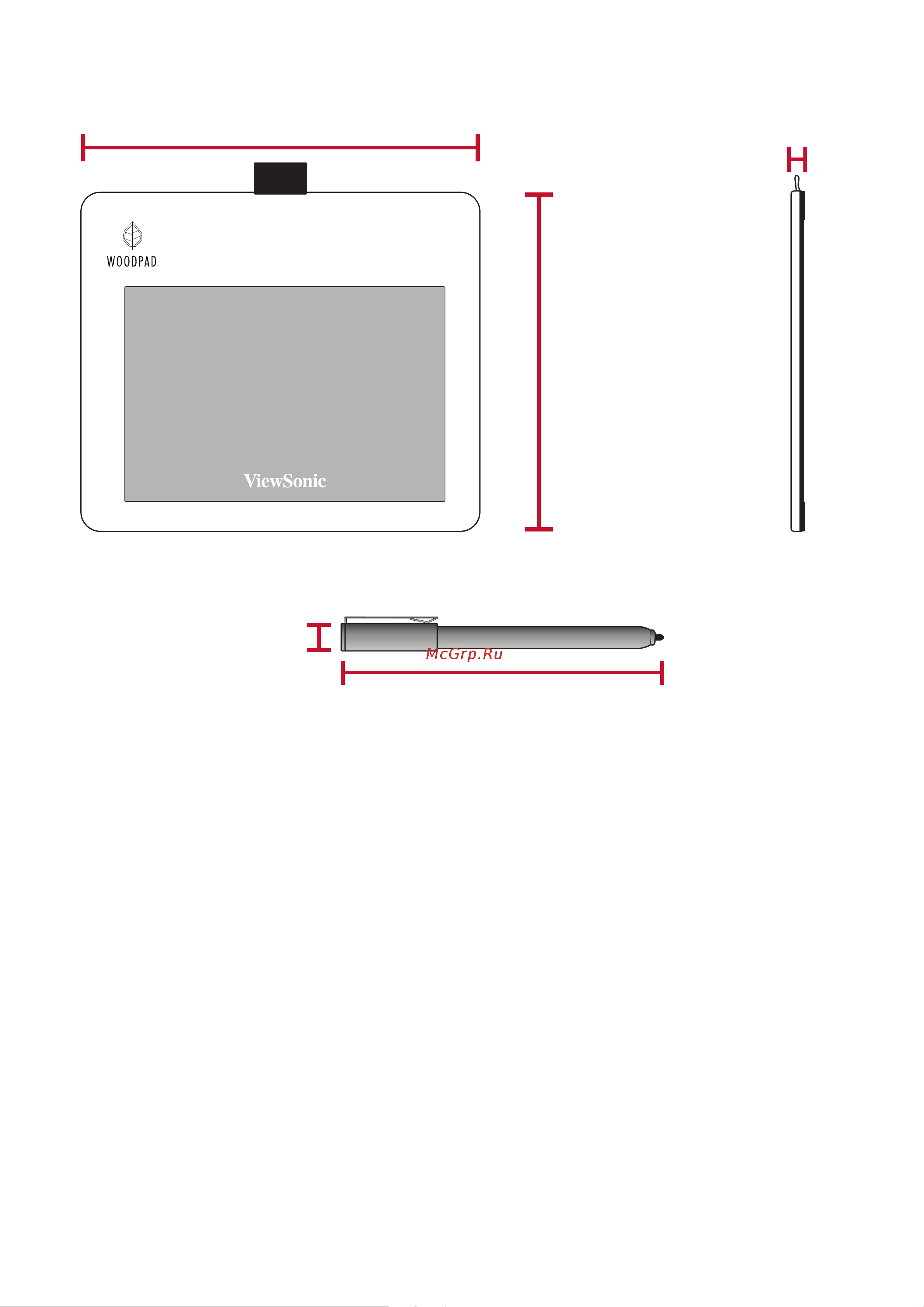 Viewsonic ViewBoard NotePad 7.5'' (PF0730-I0WW) [14/27] Размеры устройства