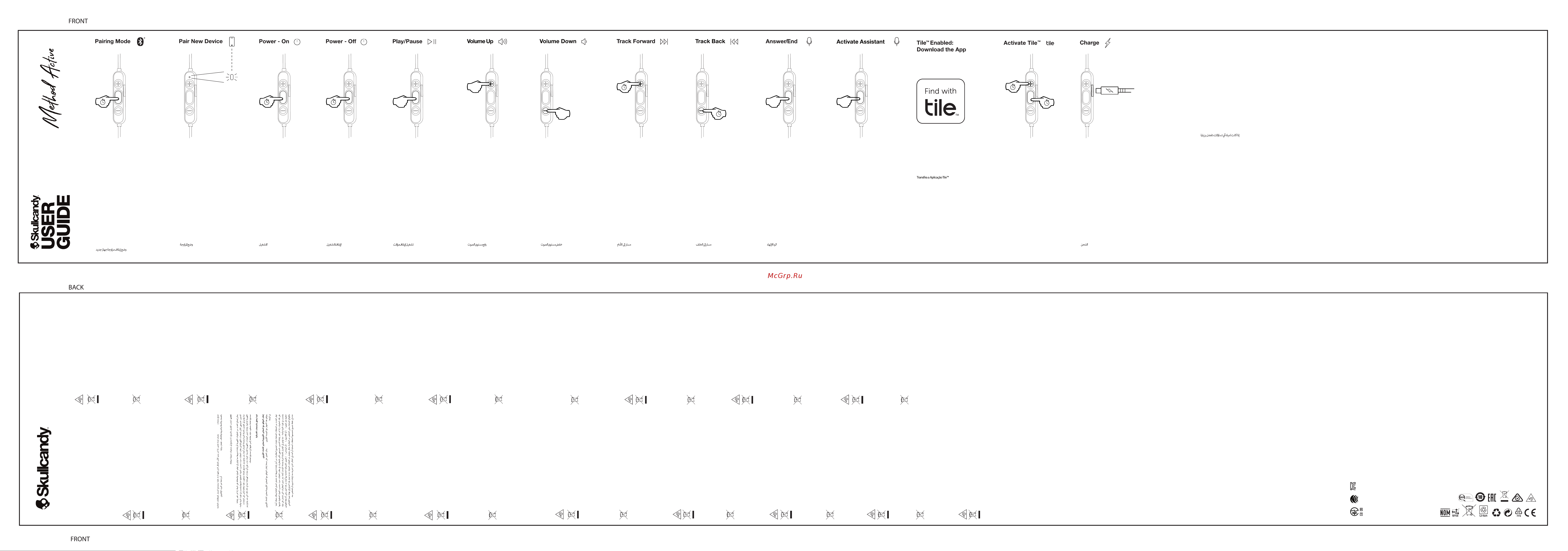 Skullcandy METHOD ACTIVE черно-серые (S2NCW-M448) Инструкция по эксплуатации онлайн