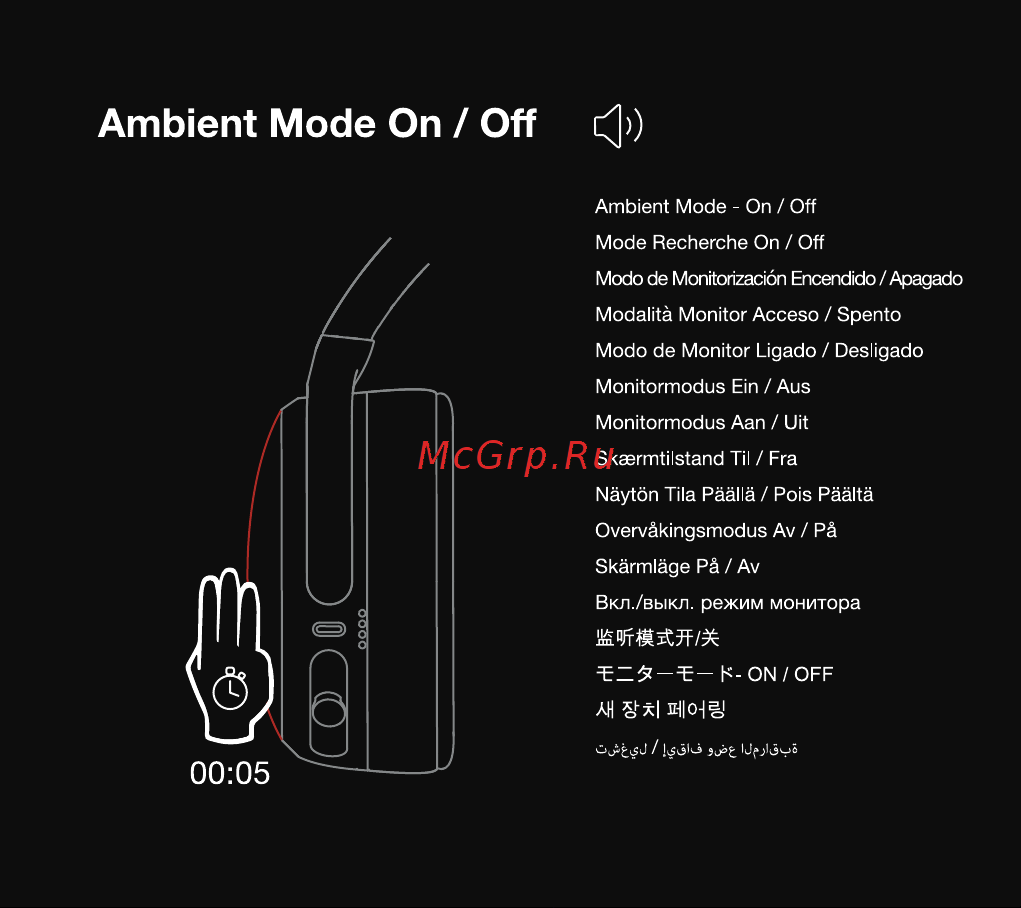 Skullcandy CRUSHER W/ANC черные (S6CPW-M448) [18/37] Ambient mode on off ф