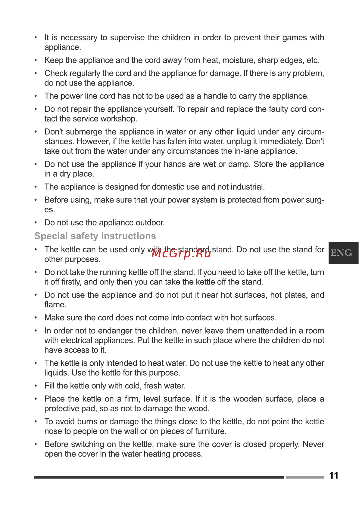 Hottek HT-960-014 [11/24] Special safety instructions