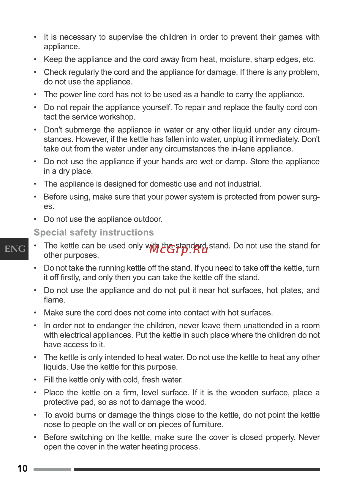 Hottek HT-960-015 [10/20] Special safety instructions