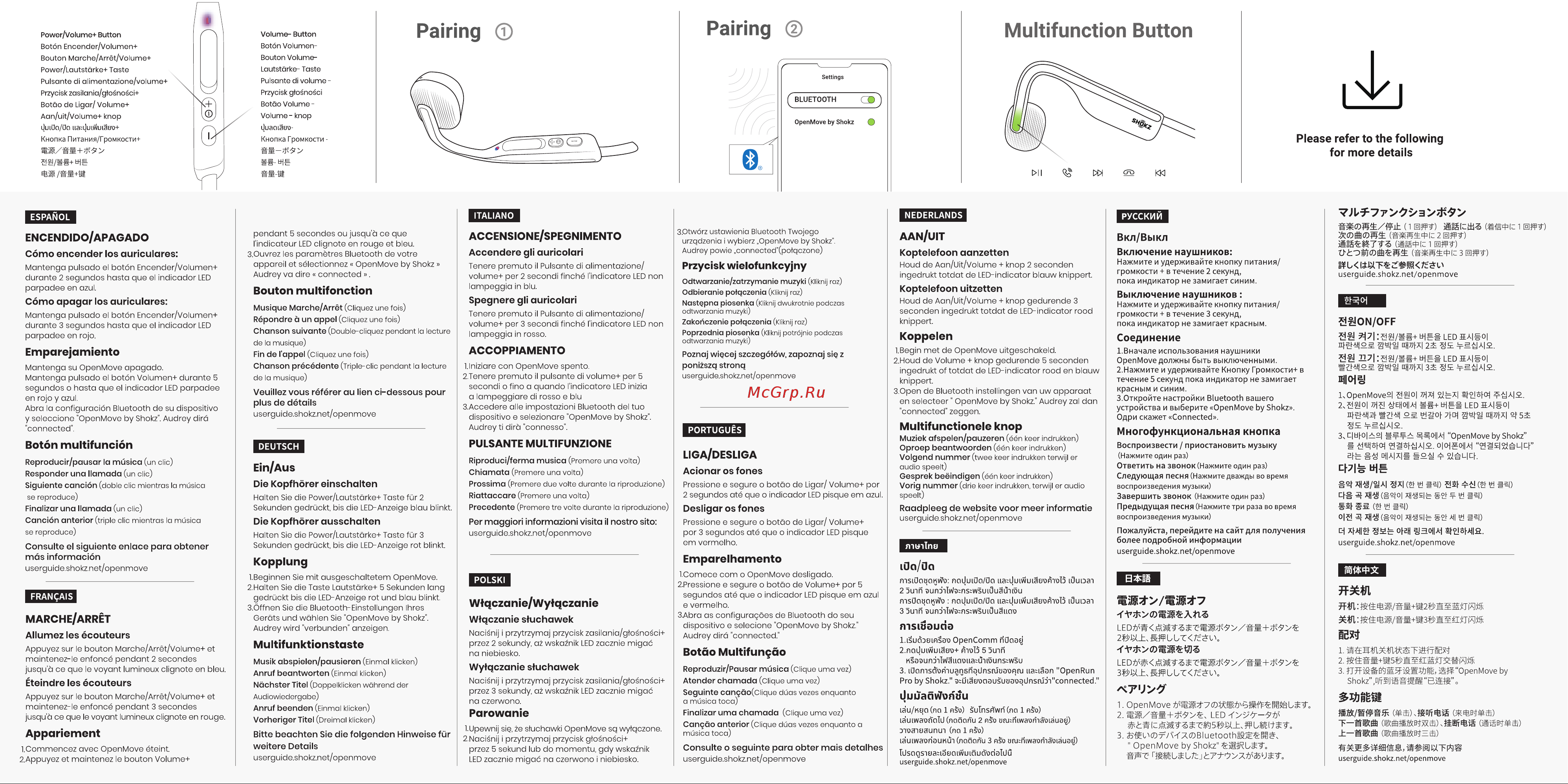 SHOKZ OpenMove Blue (S661BL) [2/2] Pairing pairing multifunction button