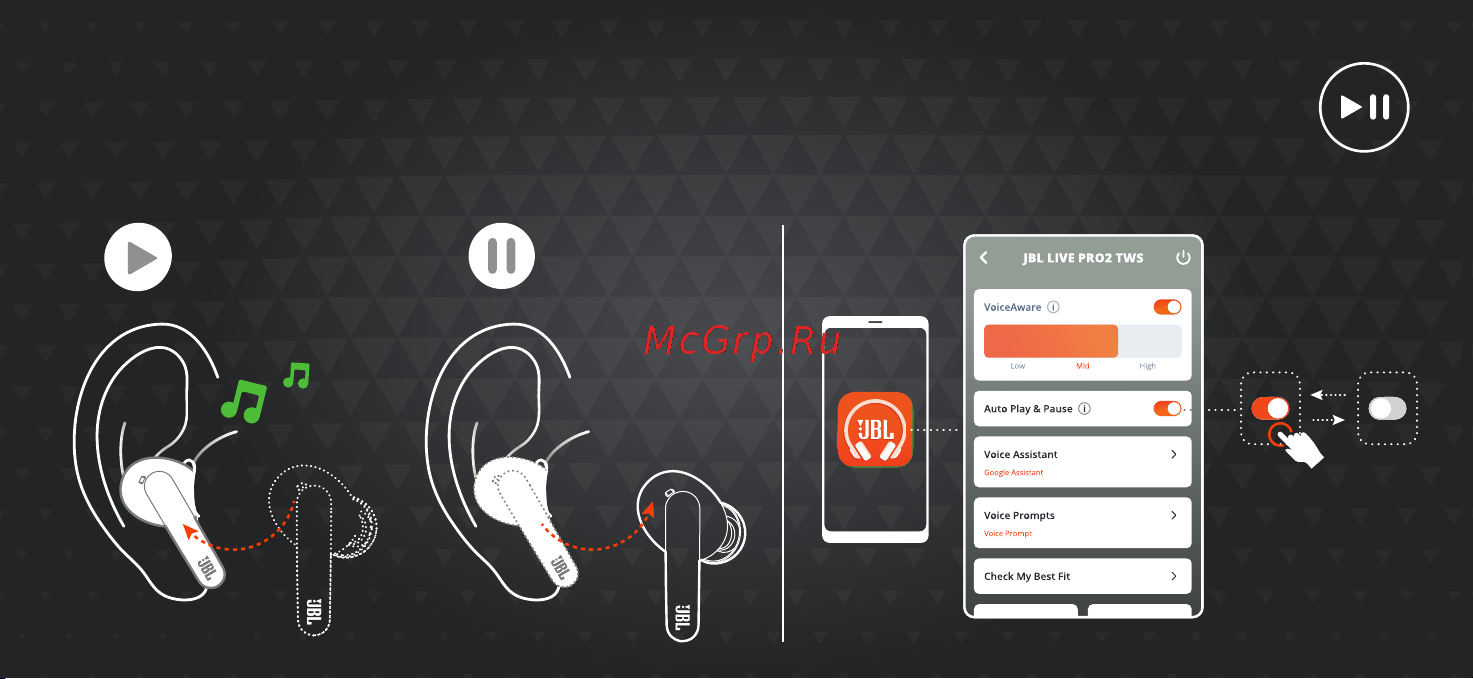 JBL LIVEPRO2TWSBLU [10/44] Auto play pause