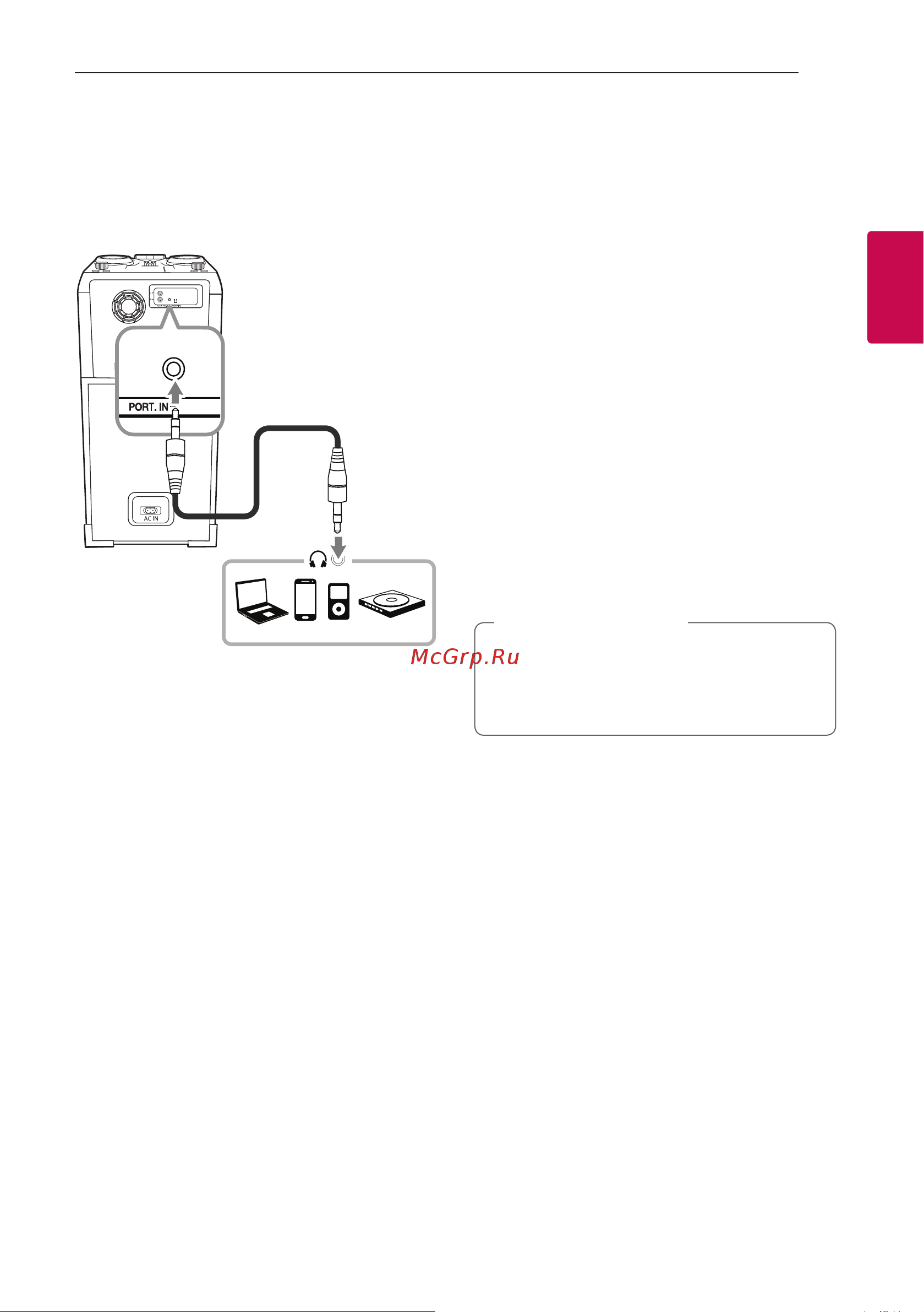 LG XBOOM OK65 [15/49] Подключение к разъему port in
