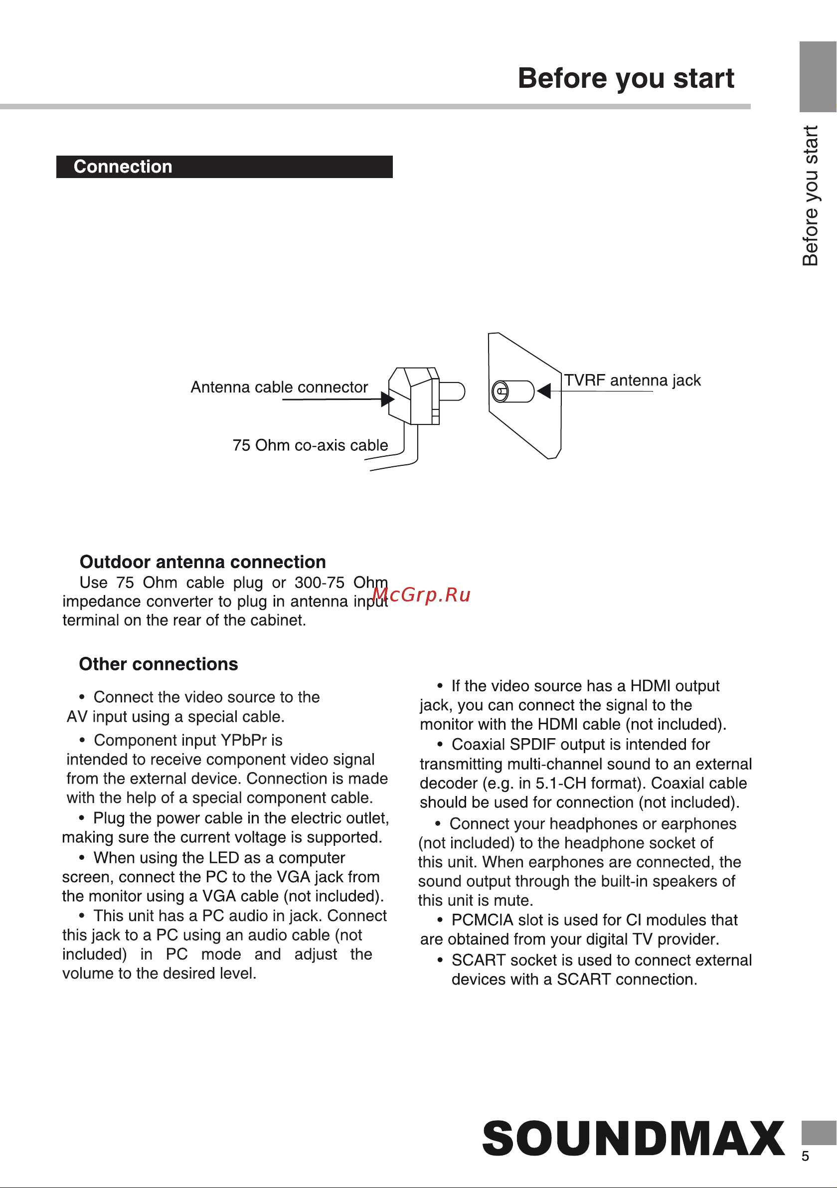 Soundmax SM-LED40M04 Инструкция по эксплуатации онлайн [5/38] 641714