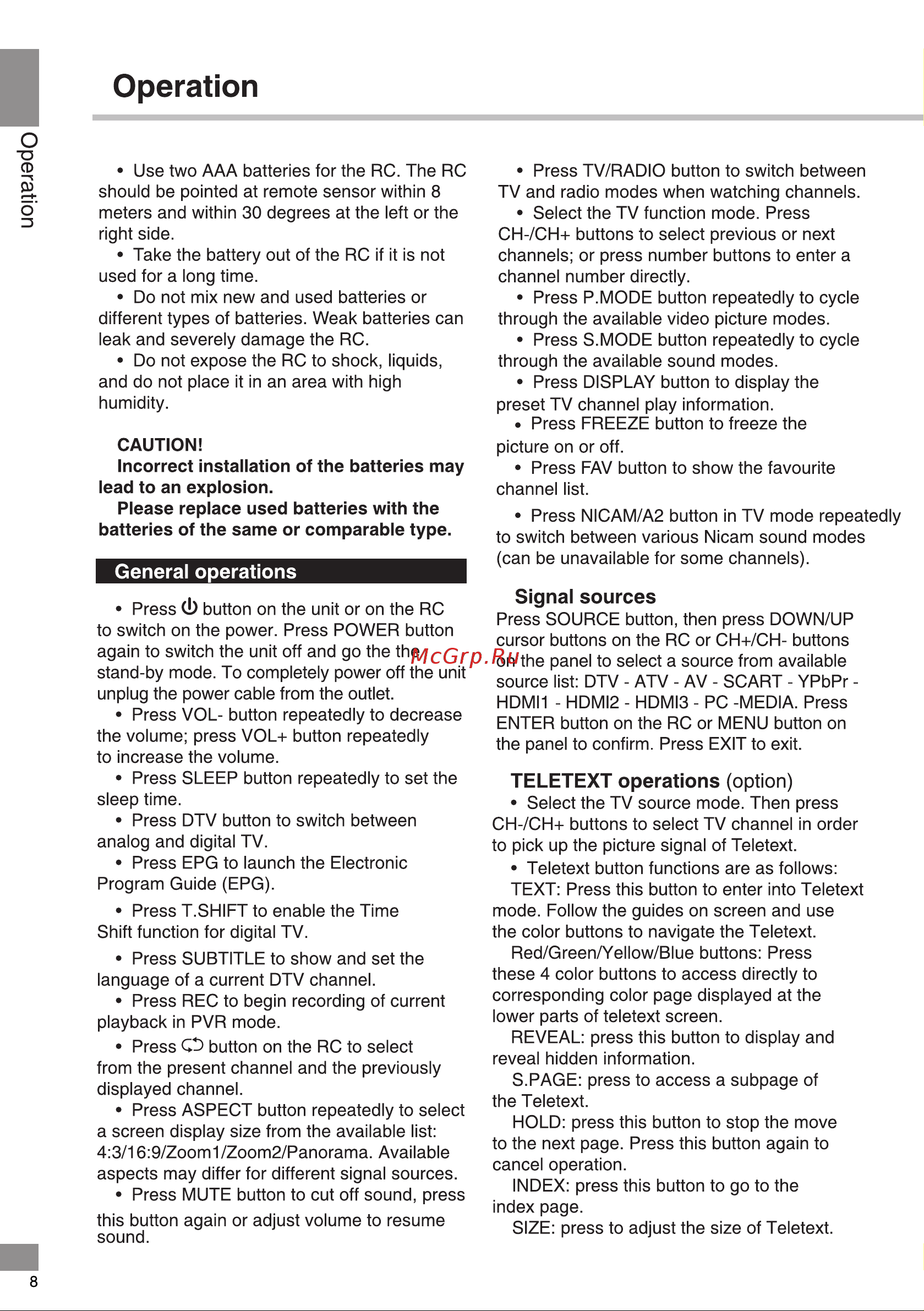 Soundmax SM-LED40M04 [8/38] Teletext operations