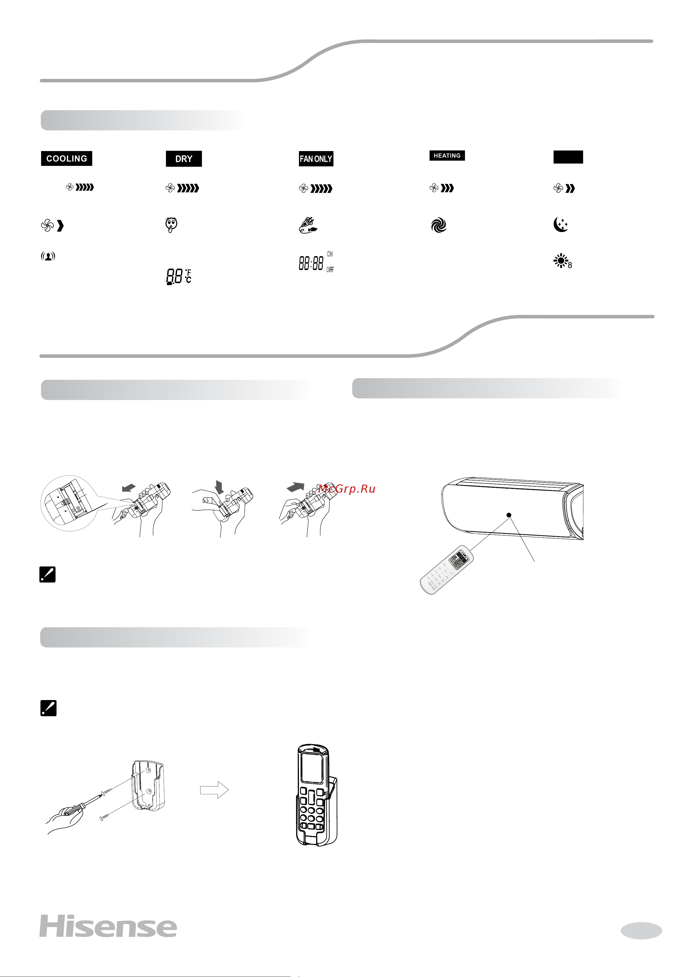 Hisense AMW2-14U4SRE [15/45] Описание пульта ду