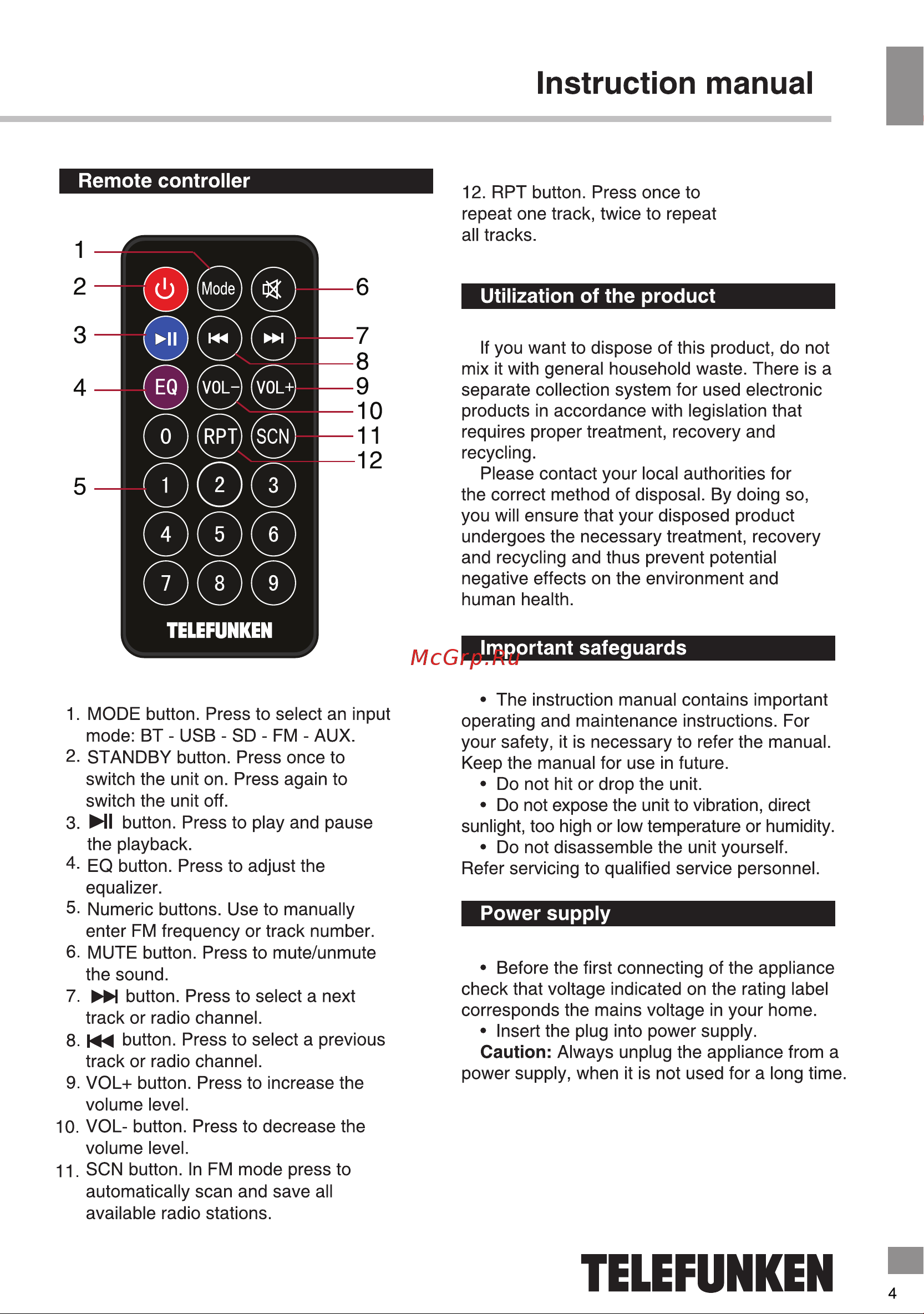 Telefunken TF-MSM2.105 [4/20] Telefunken