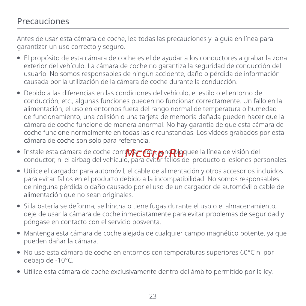 70mai Dash Cam A400-1 Grey [25/76] Precauciones