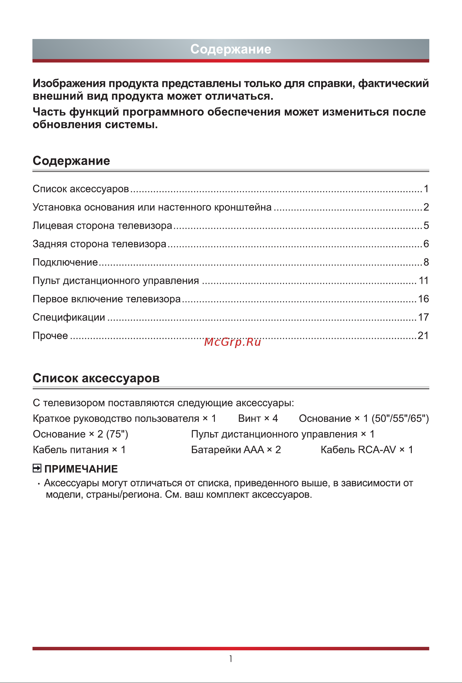 Hisense 43A7GQ [8/28] Список аксессуаров