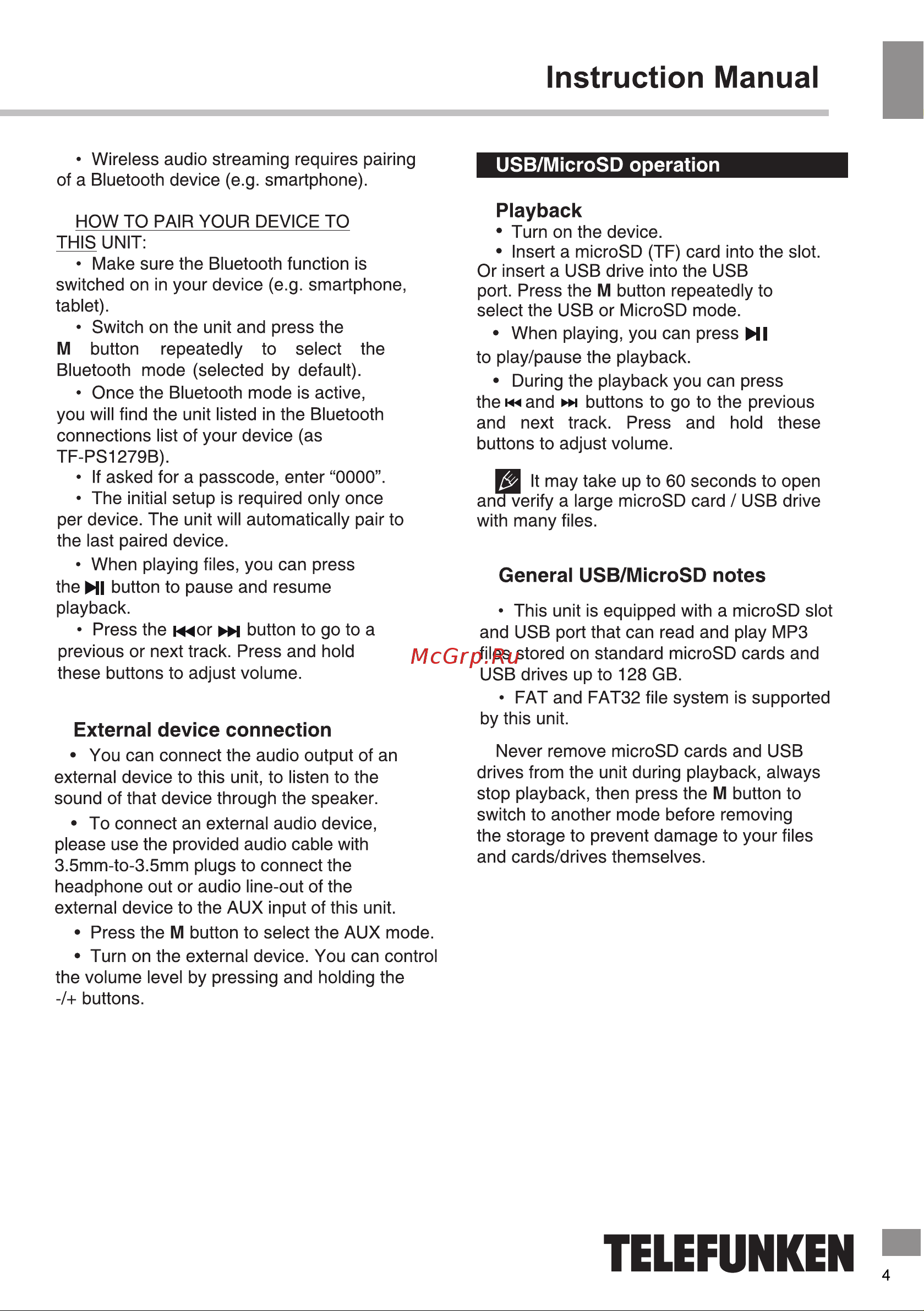 Telefunken TF-PS1279B [5/18] Instruction manual
