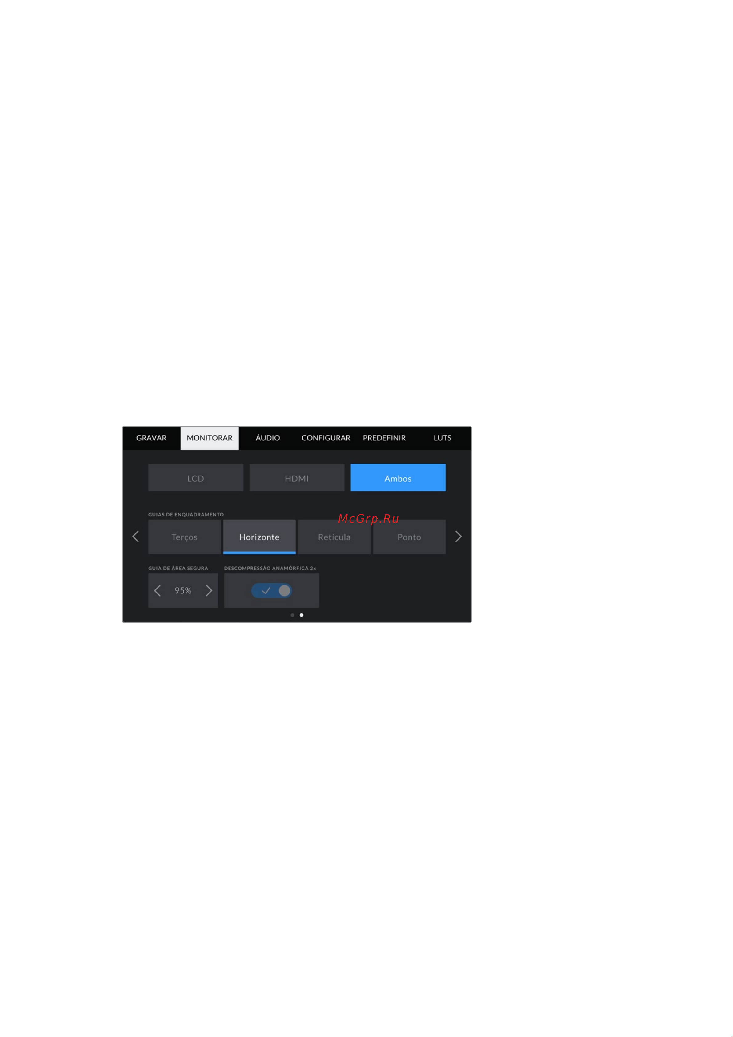 Blackmagic Micro Cinema Camera [1479/1718] Configurações gerais de monitoramento 2
