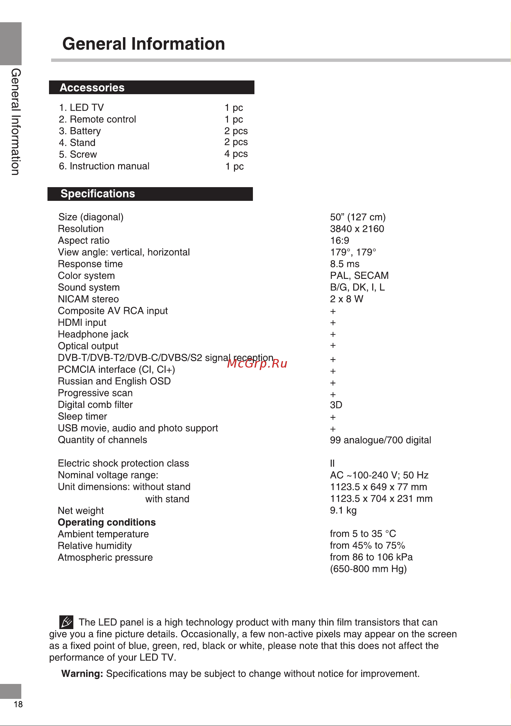 Telefunken TF-LED50S03T2SU [18/44] General information