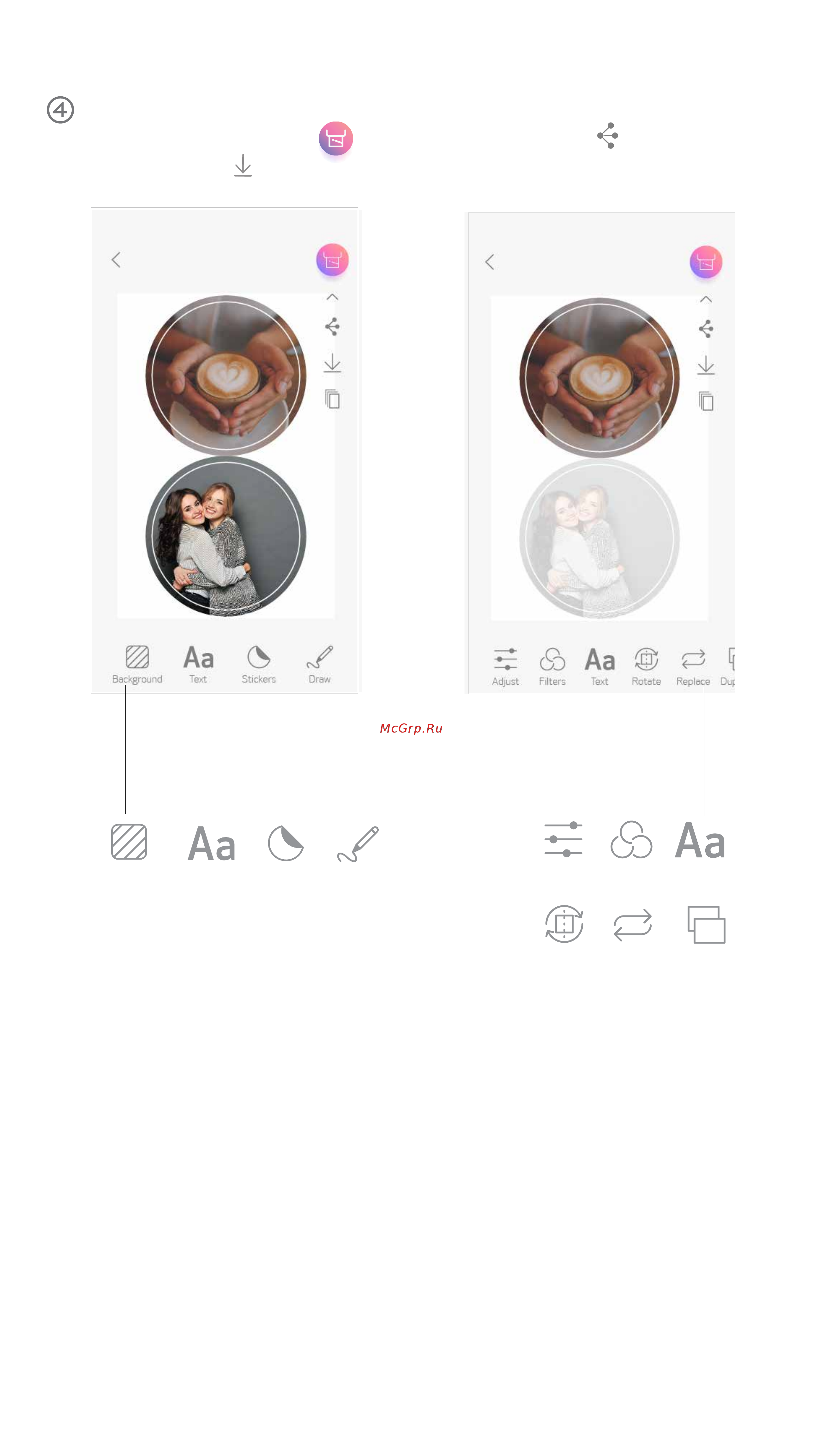 Canon Zoemini S2 (ZV-223-PW) [35/39] Настройте расположение изображений на наклейке по своему выбору а затем коснитесь кнопки