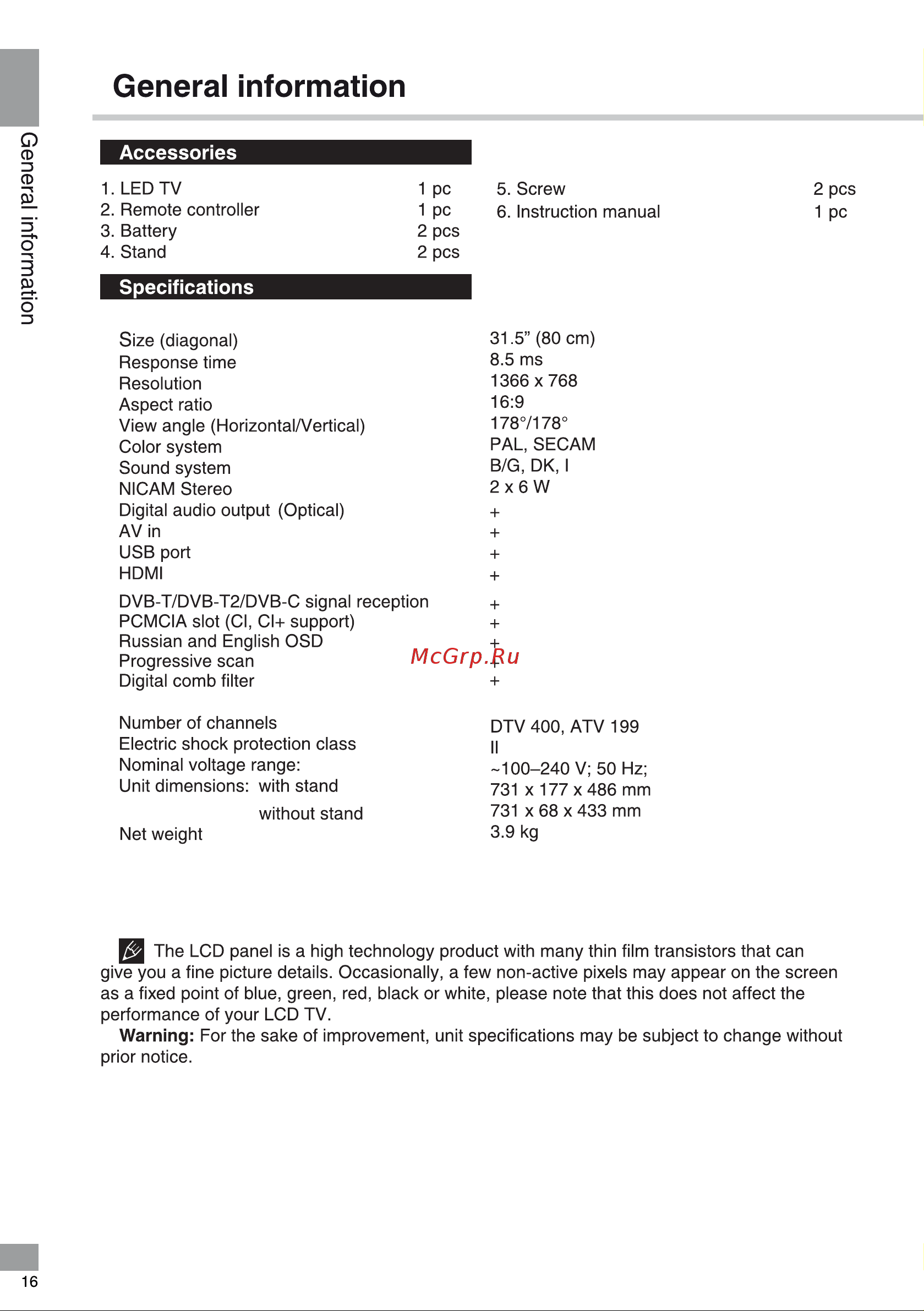 Telefunken TF-LED32S83T2 [16/40] General information