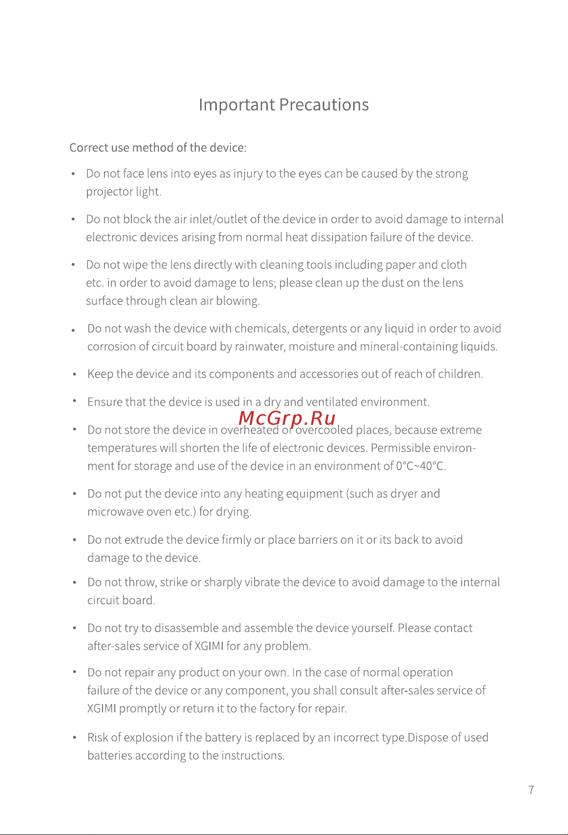 XGIMI Elfin (XL03A) [12/105] Important precautions