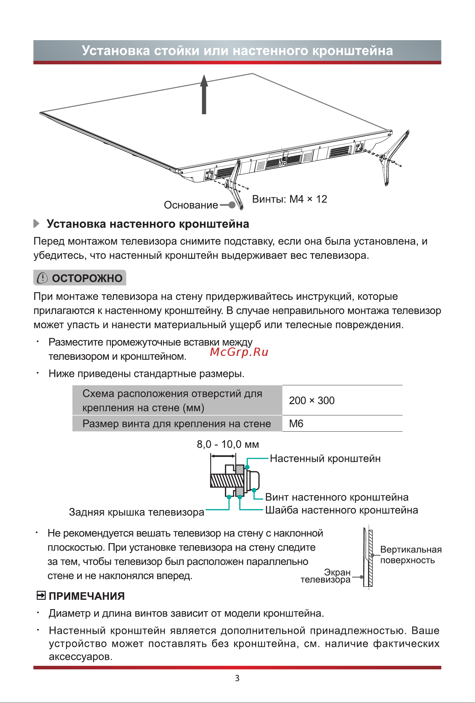 Hisense 65A6BG [10/24] Установка настенного кронштейна