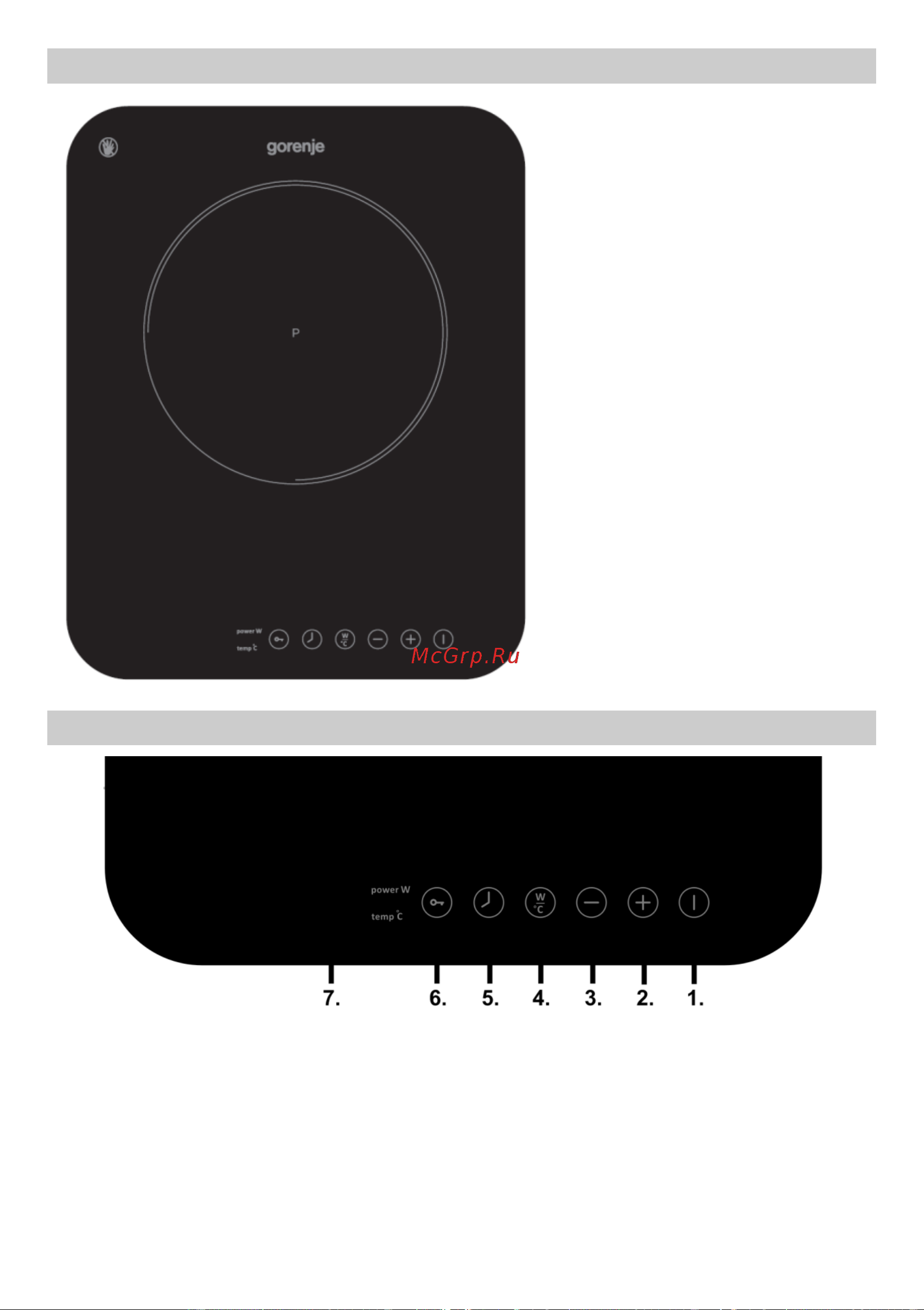 Gorenje ICG 2000 SP [32/88] Induction cooker panel