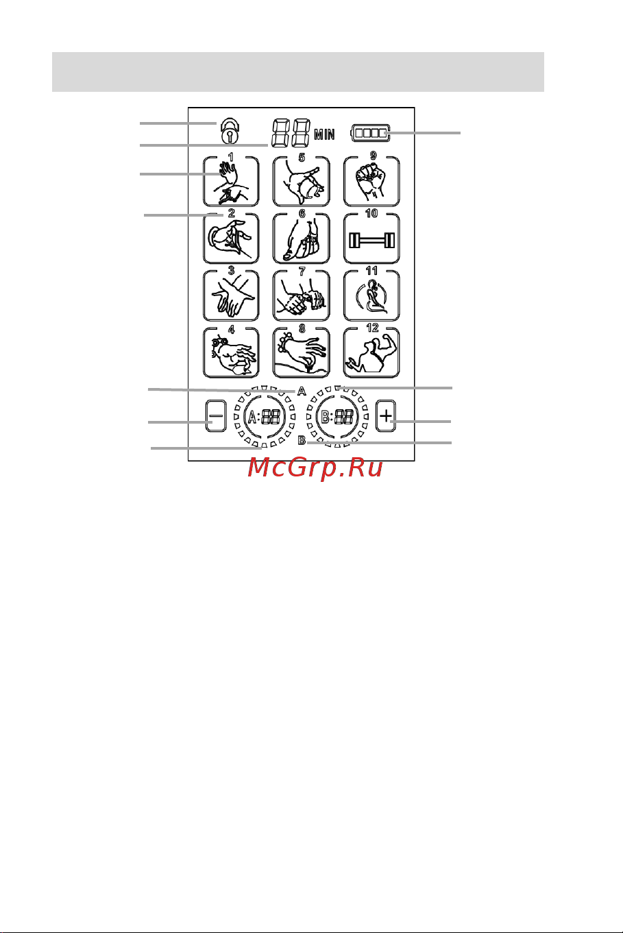 Planta EMS-350, +TENS [11/30] Дисплей