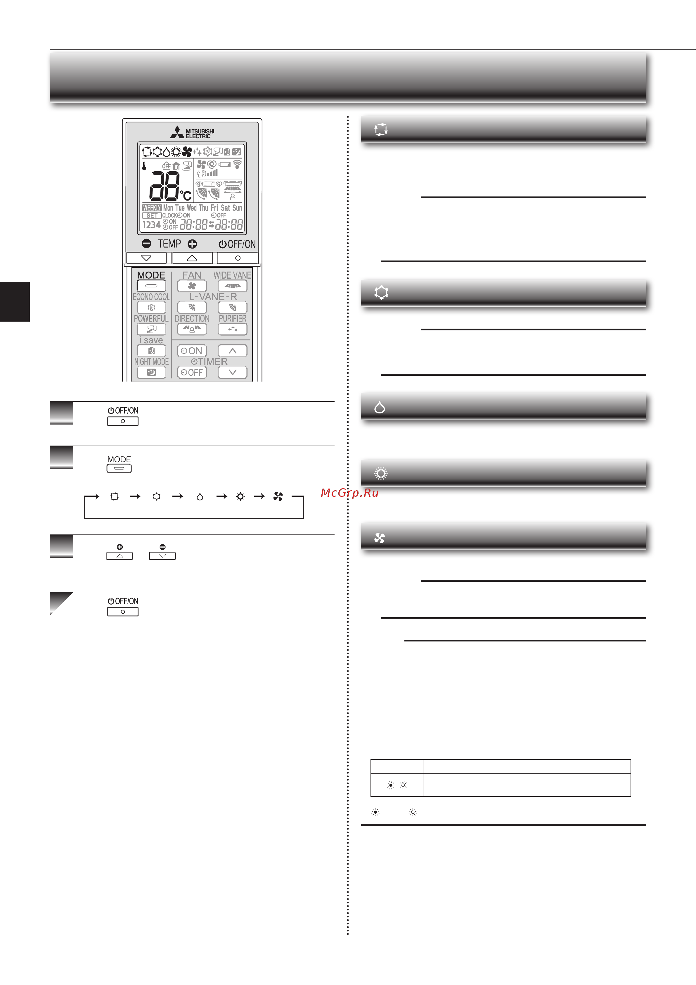 Mitsubishi Electric LN25 VG R Ruby/Red [8/100] Electing operation modes